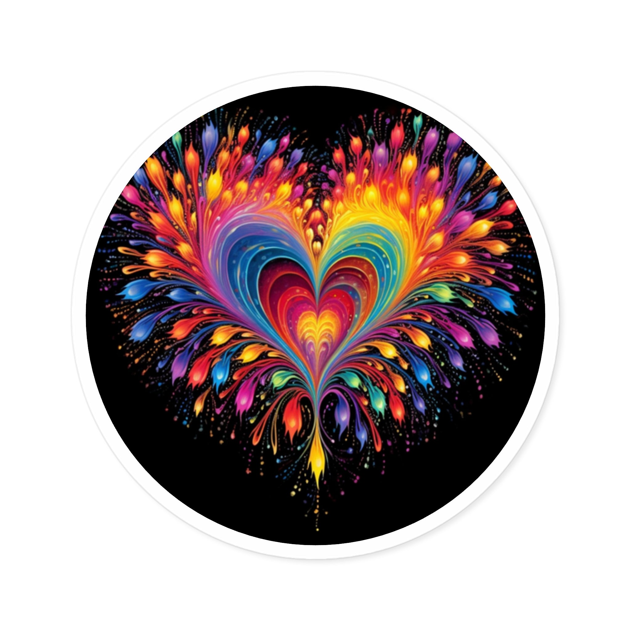 Rainbow Heart, Vibrant Design Sticker, Laptop Decal, Gift for Art Lovers
