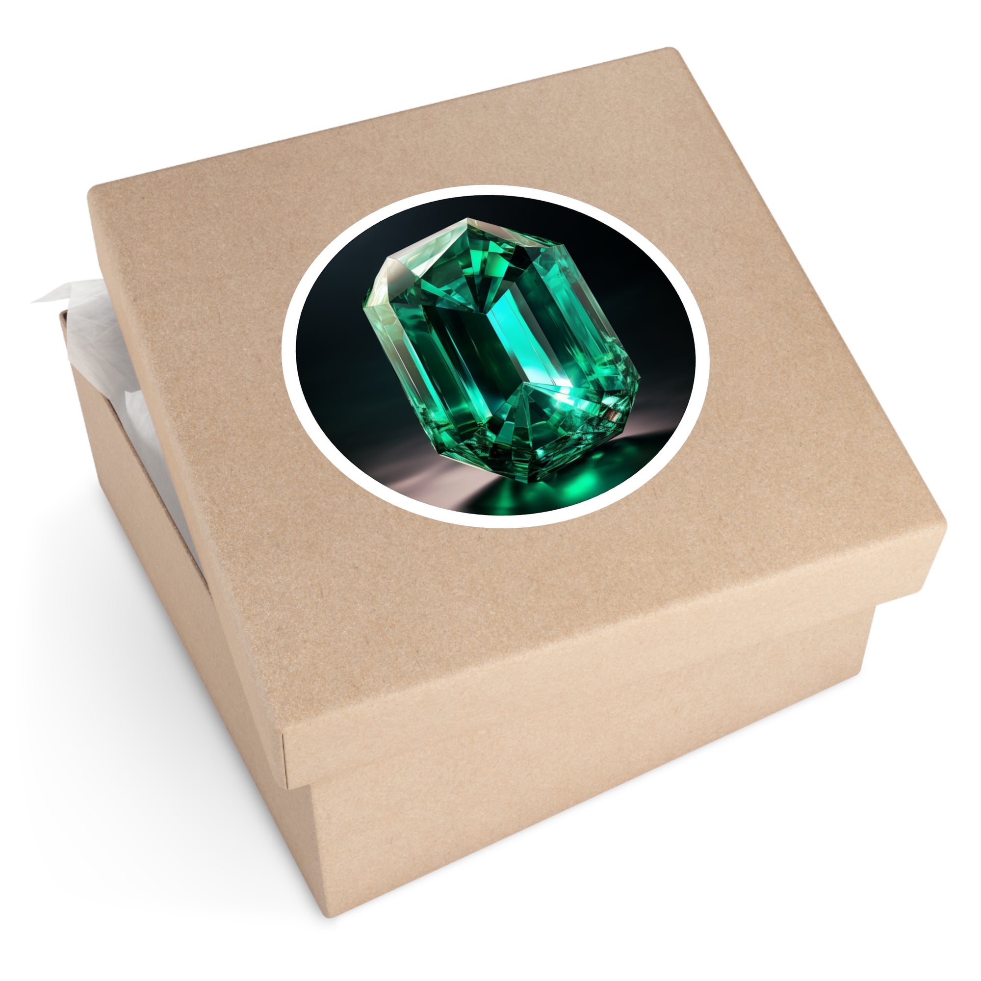 Emerald Gemstone, Realistic Gemstone Sticker, Green Crystal Design, Elegant Nature Art