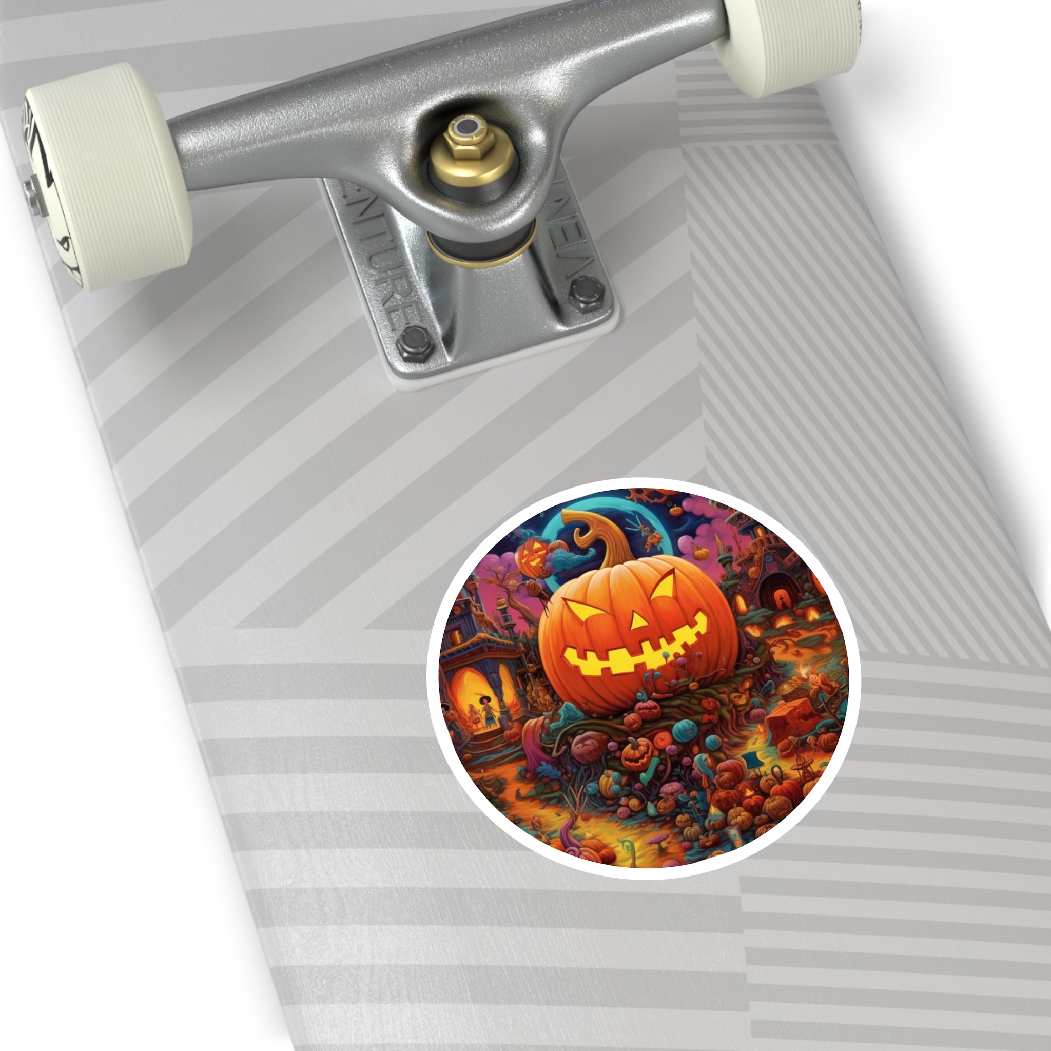 Halloween Town Sticker, Pumpkin Village Design, Spooky Fantasy Art, Autumn Gift