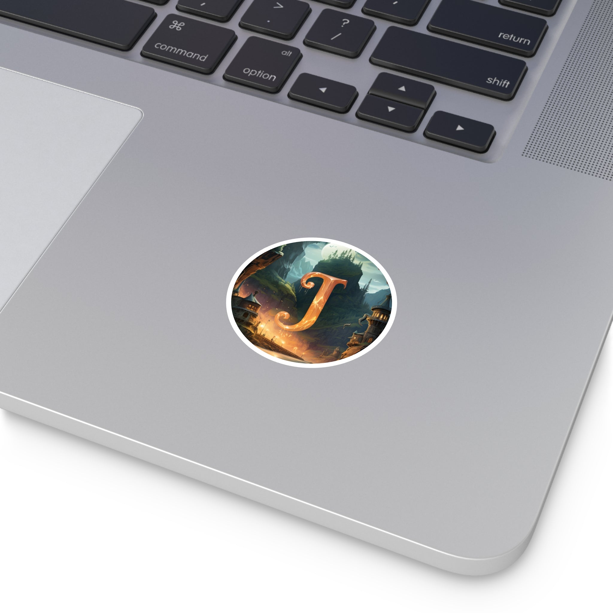 J fantasy design sticker, mystical art, laptop decor, fantasy gift