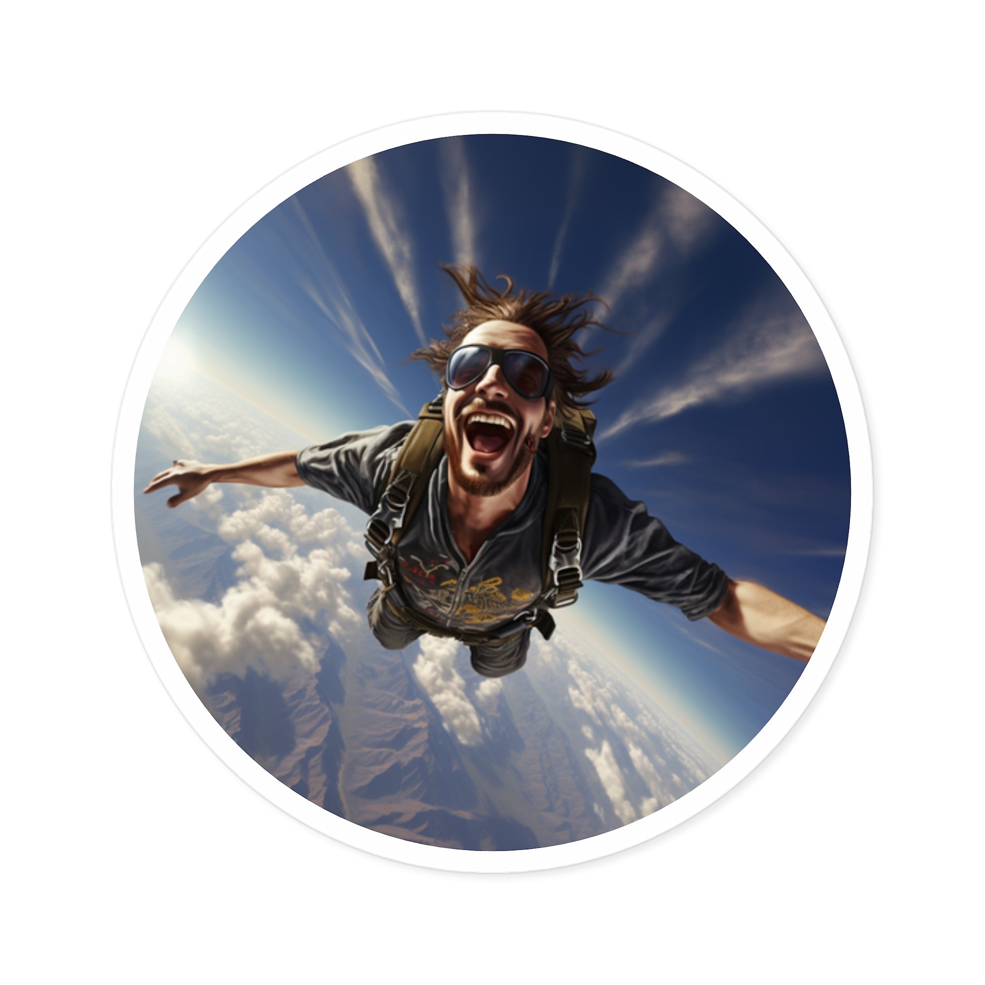 Skydiver Sticker, Adventure Art Design, Extreme Sports, Freedom Theme