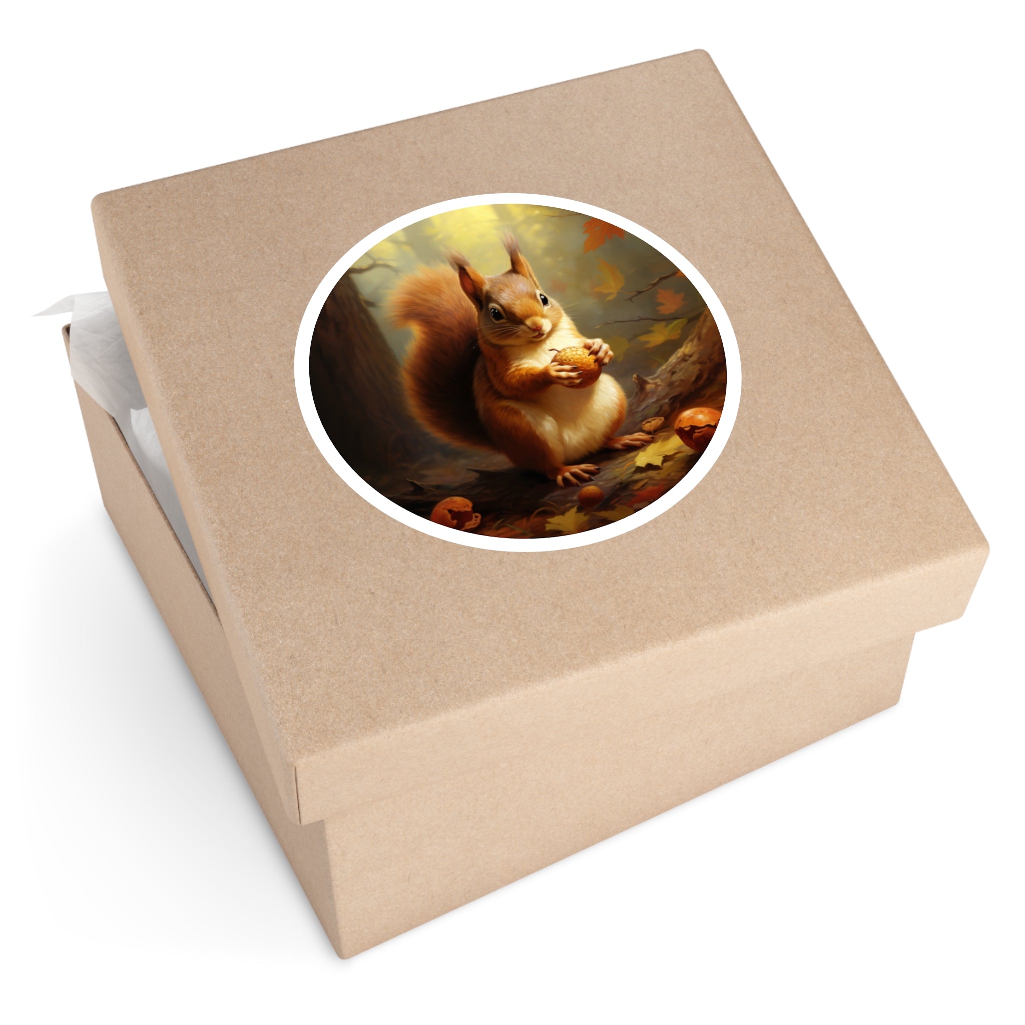 Autumn Squirrel Sticker, Forest Design, Cute Animal Art, Nature Scene