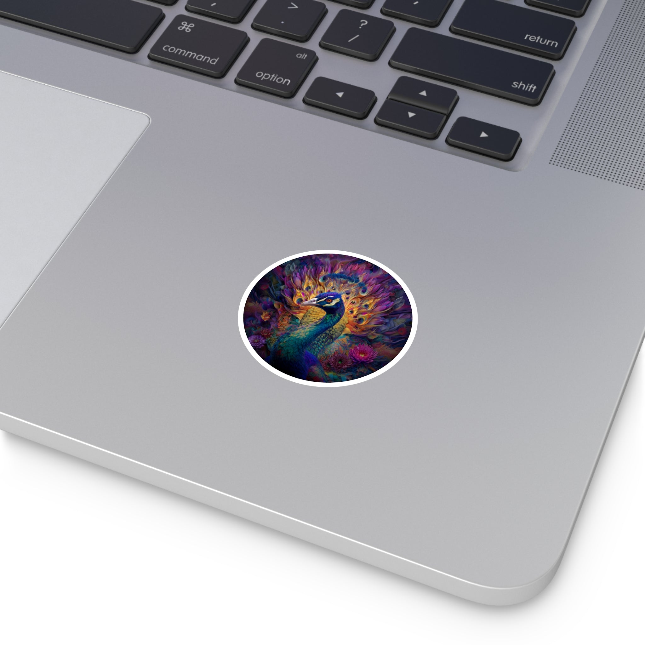 Psychedelic Peacock, Trippy Vinyl Sticker, Colorful Bird Art, Aesthetic Laptop or Bottle Design