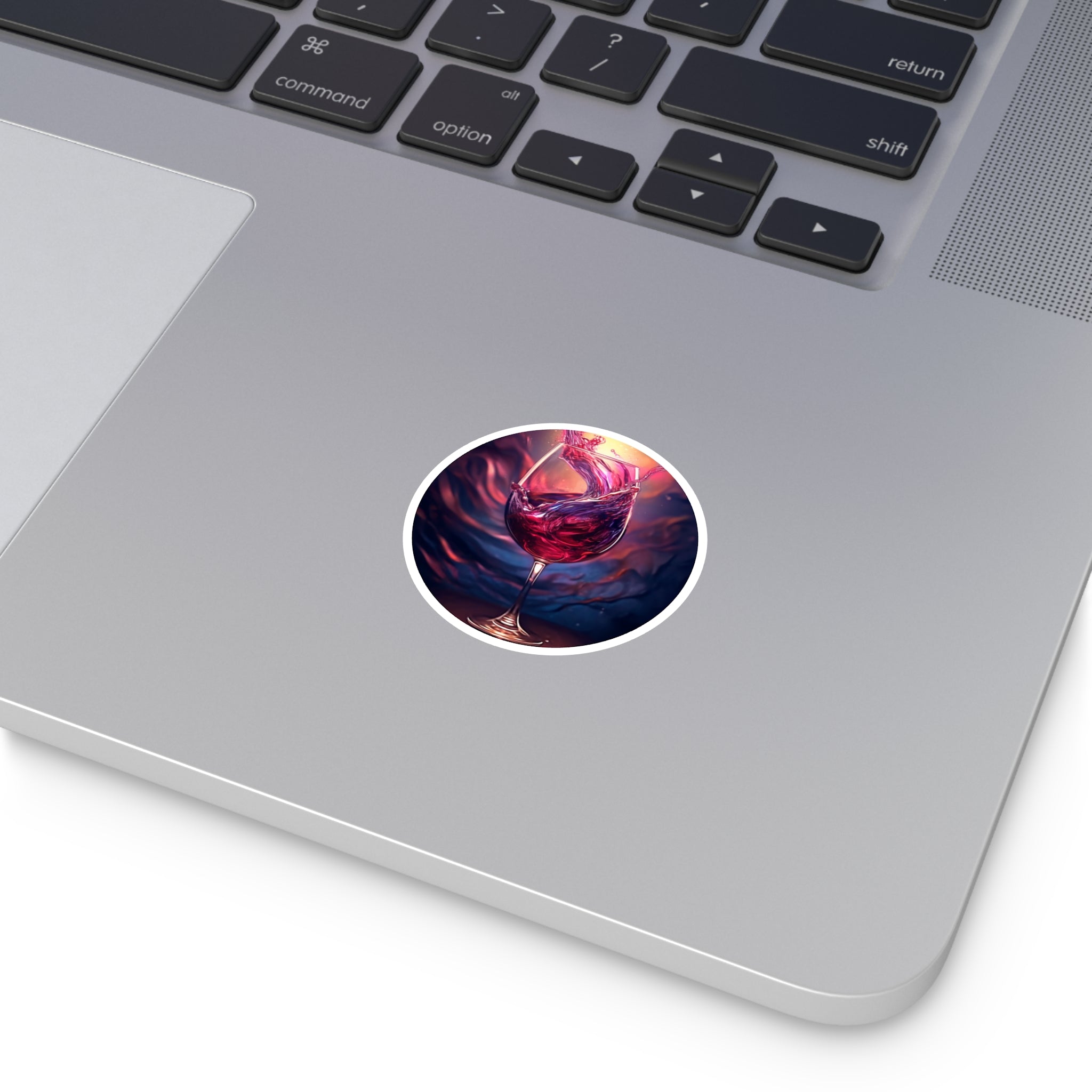 Red wine swirl, artistic drink Sticker, elegant bar theme, wine lovers