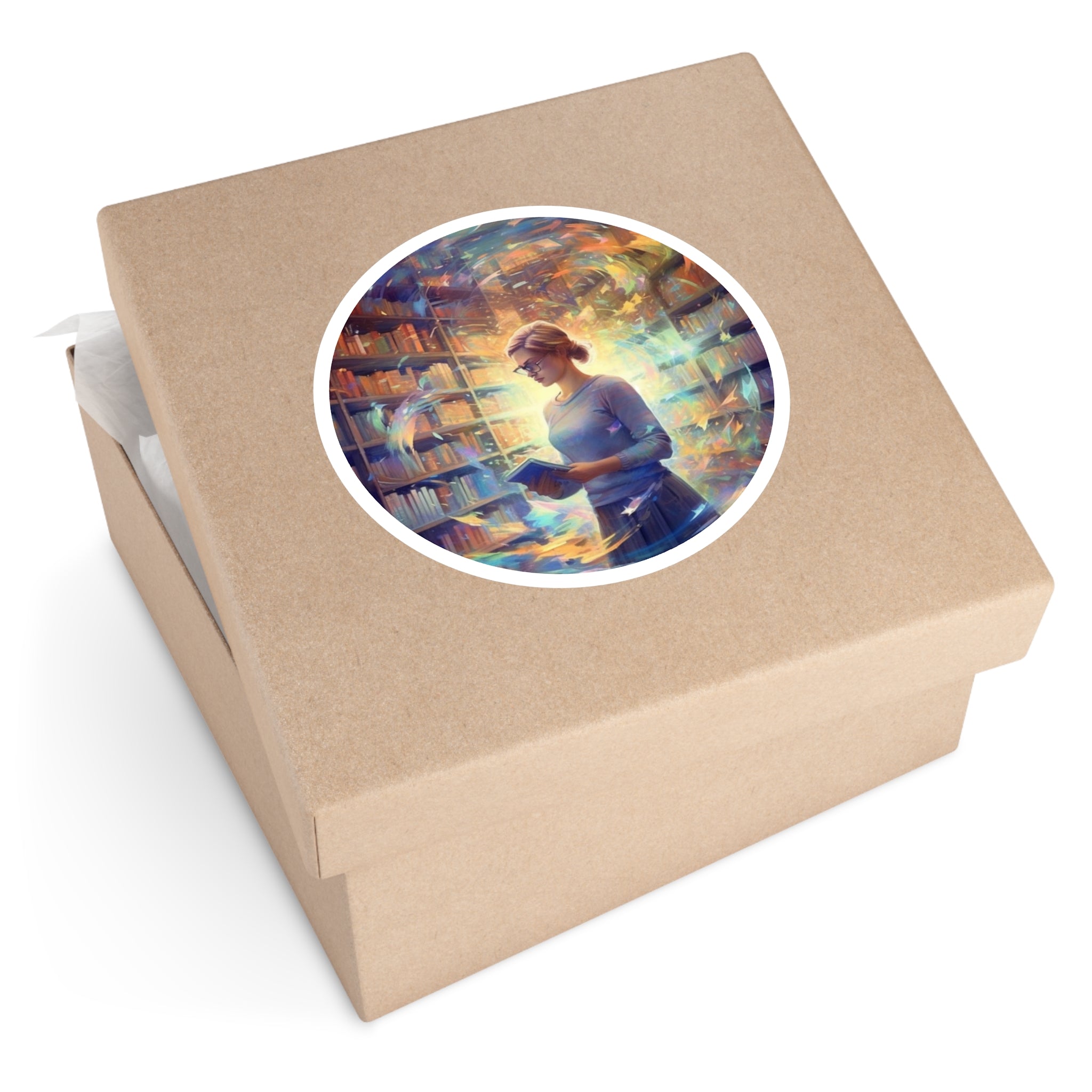 Library Dream Sticker, Book Lover Art, Whimsical Reading Design, Magical Gift