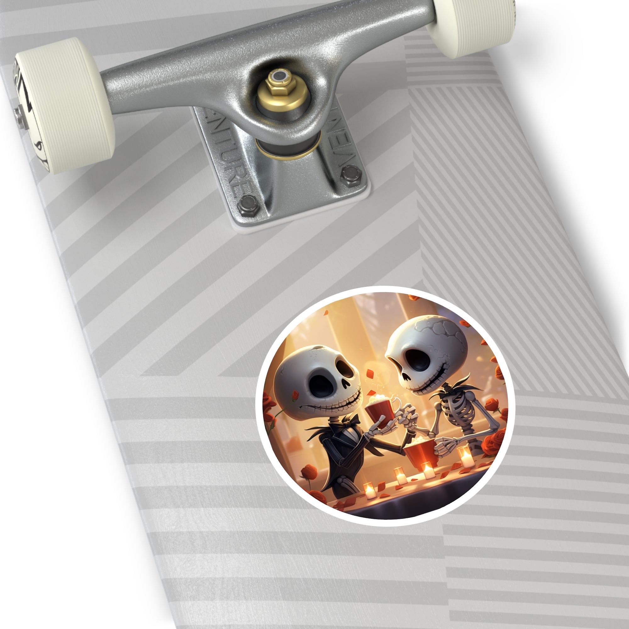 Skeleton Couple Sticker, Cute Halloween Art, Romantic Design, Whimsical Gothic Aesthetic