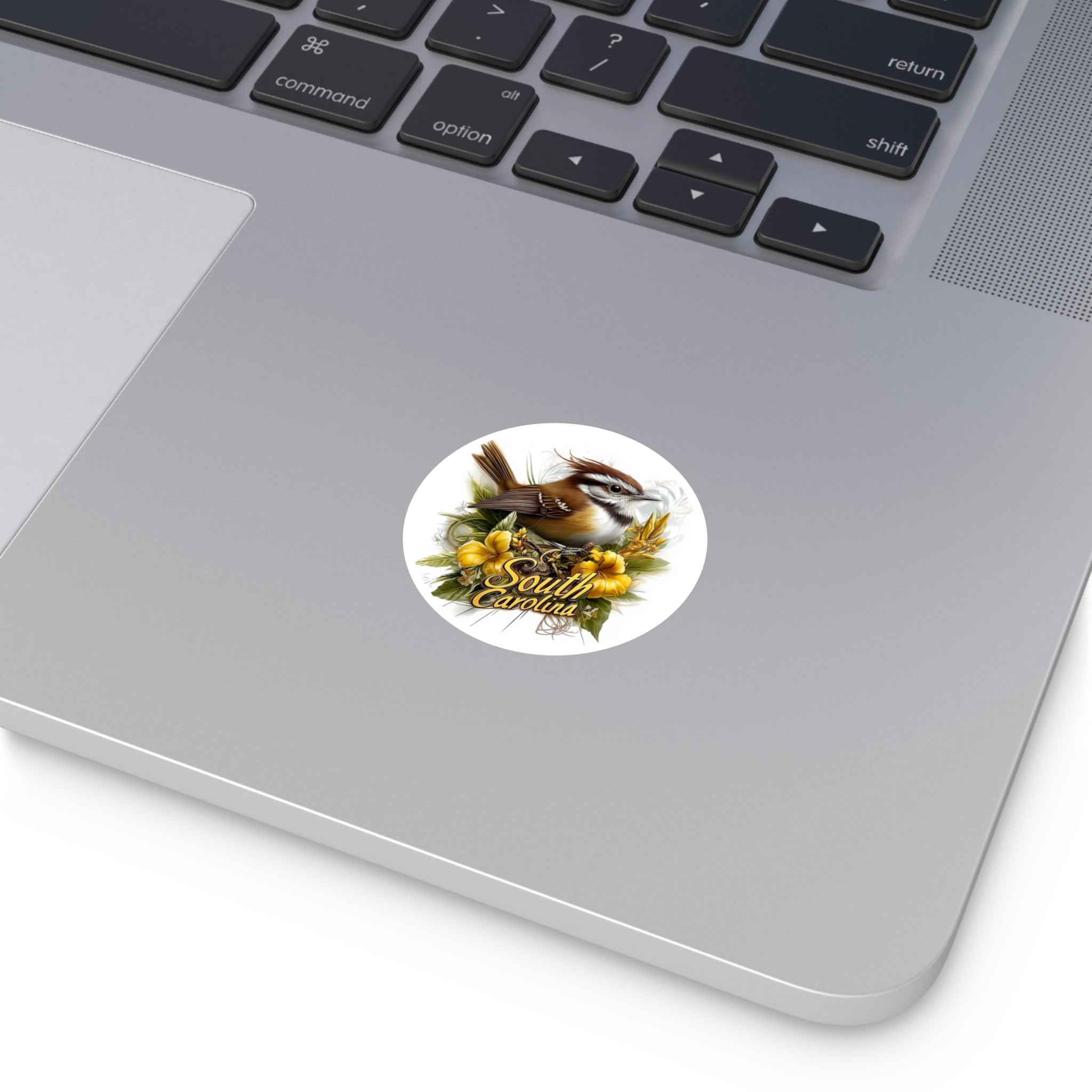 South Carolina Wren, Yellow Jessamine Sticker, Laptop or Water Bottle, State Flower Design