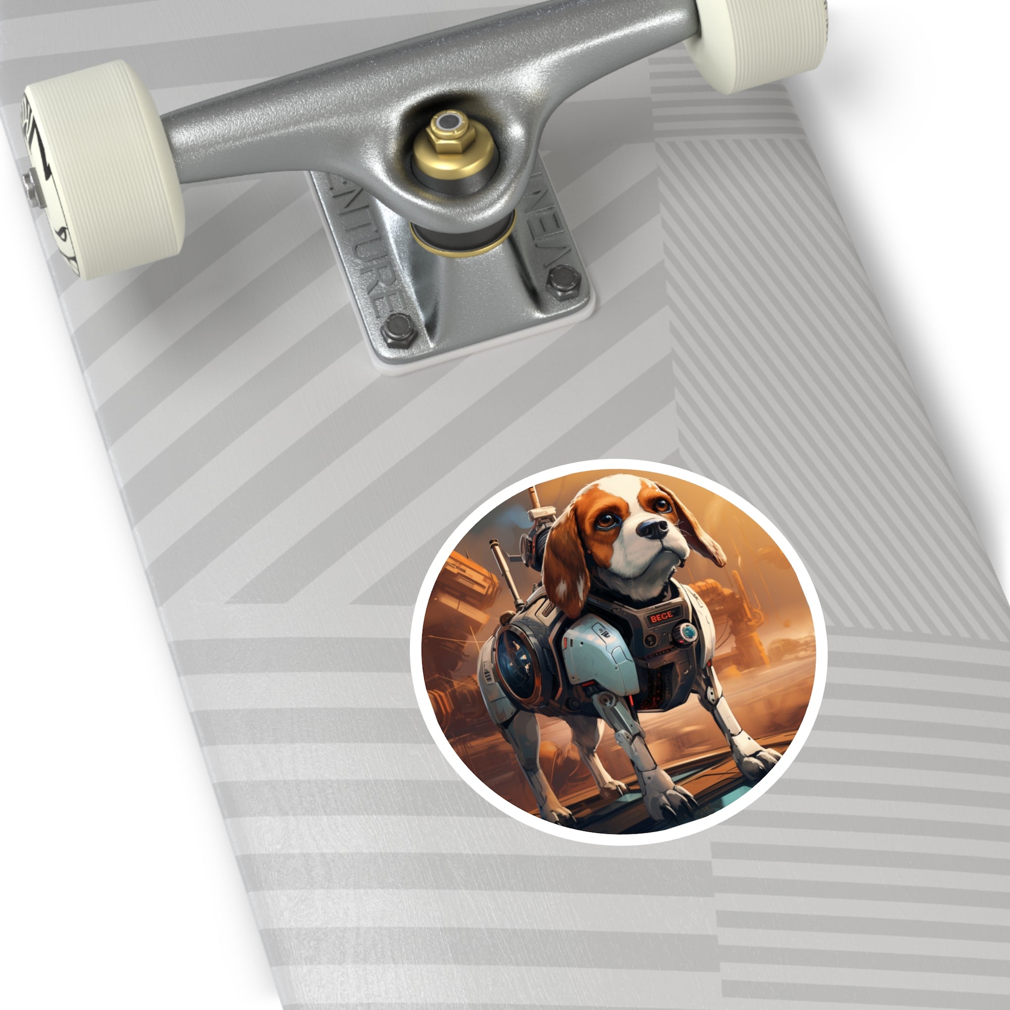 Cyber Beagle, Futuristic Dog Sticker, Sci-Fi Pet Art, Space Design