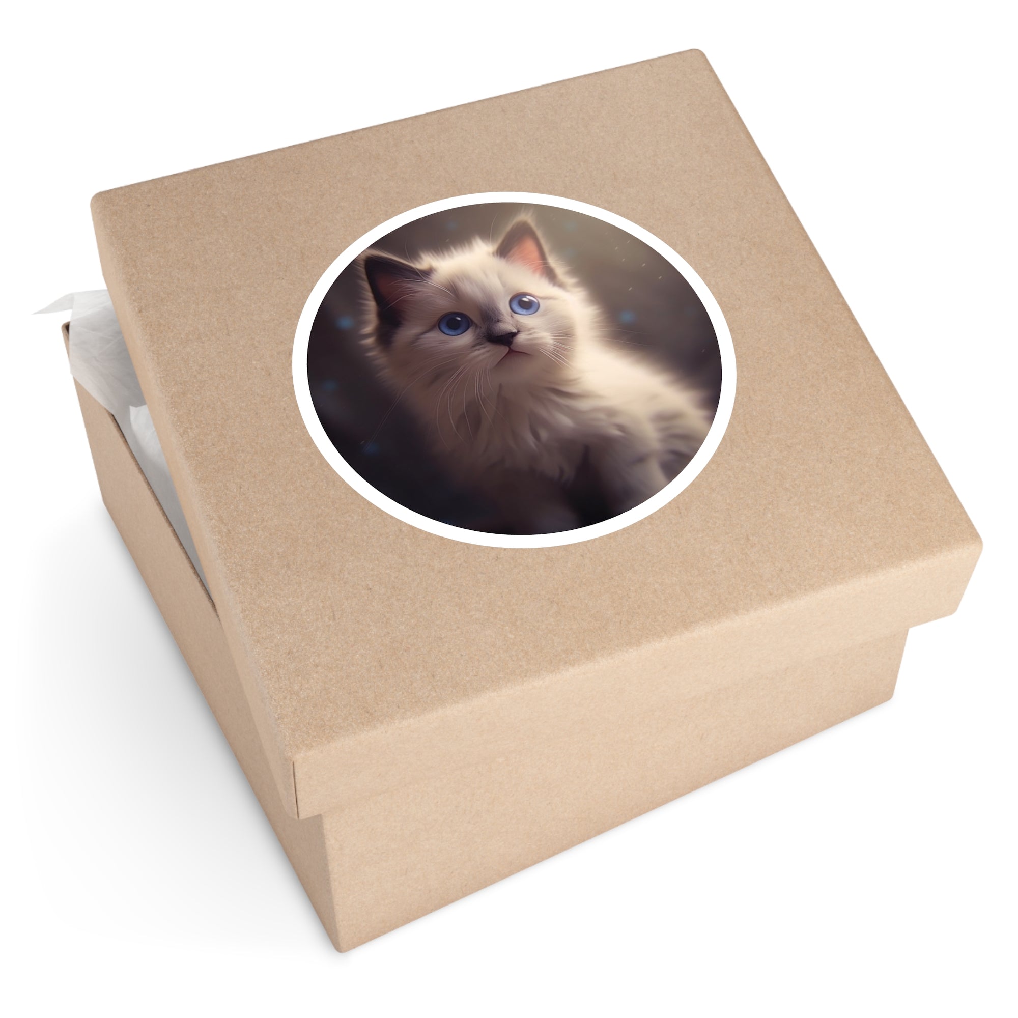 Ragdoll Kitten Blue Eyes, Gentle Portrait Sticker, Cat Lovers, Cozy Vibe