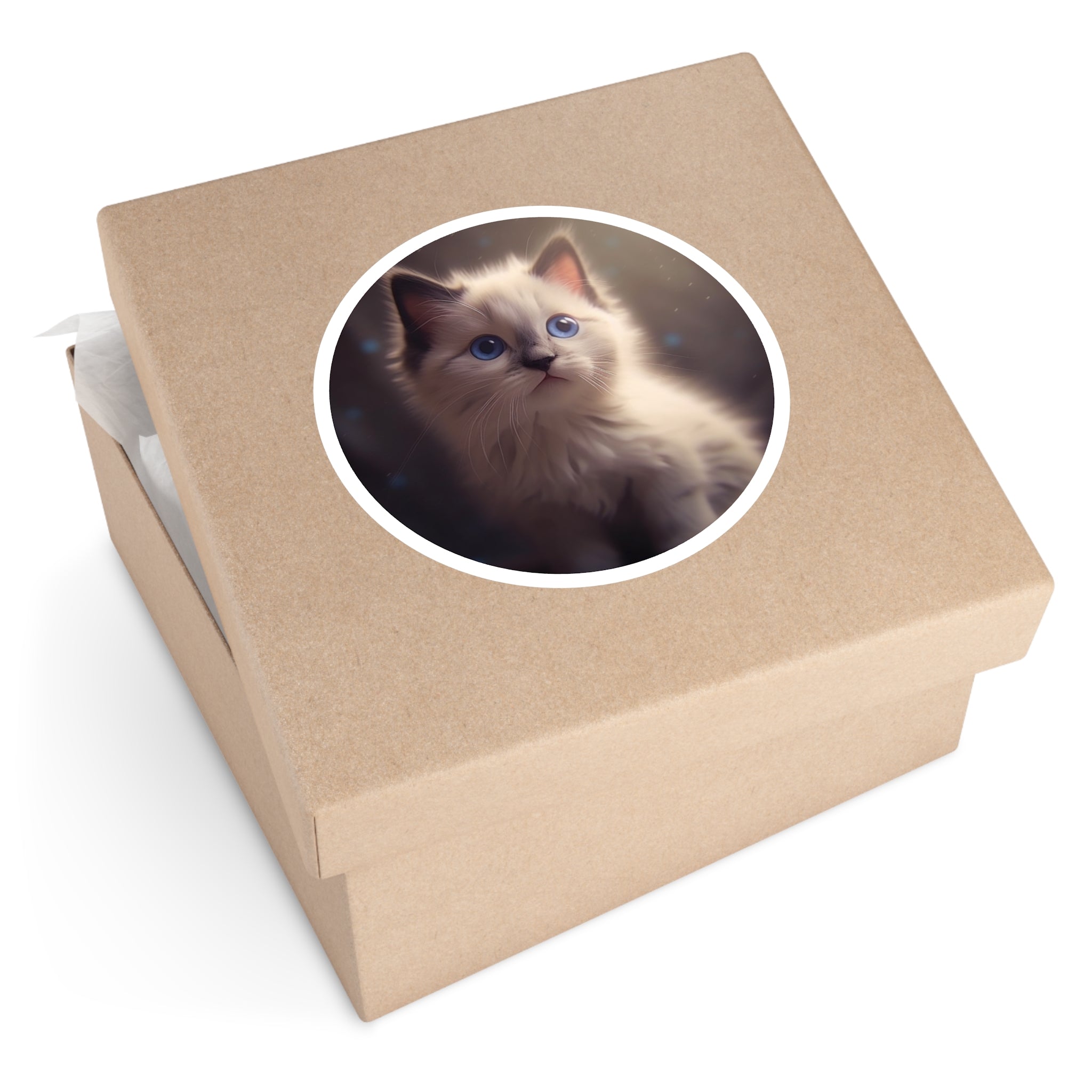 Ragdoll Kitten Blue Eyes, Gentle Portrait Sticker, Cat Lovers, Cozy Vibe