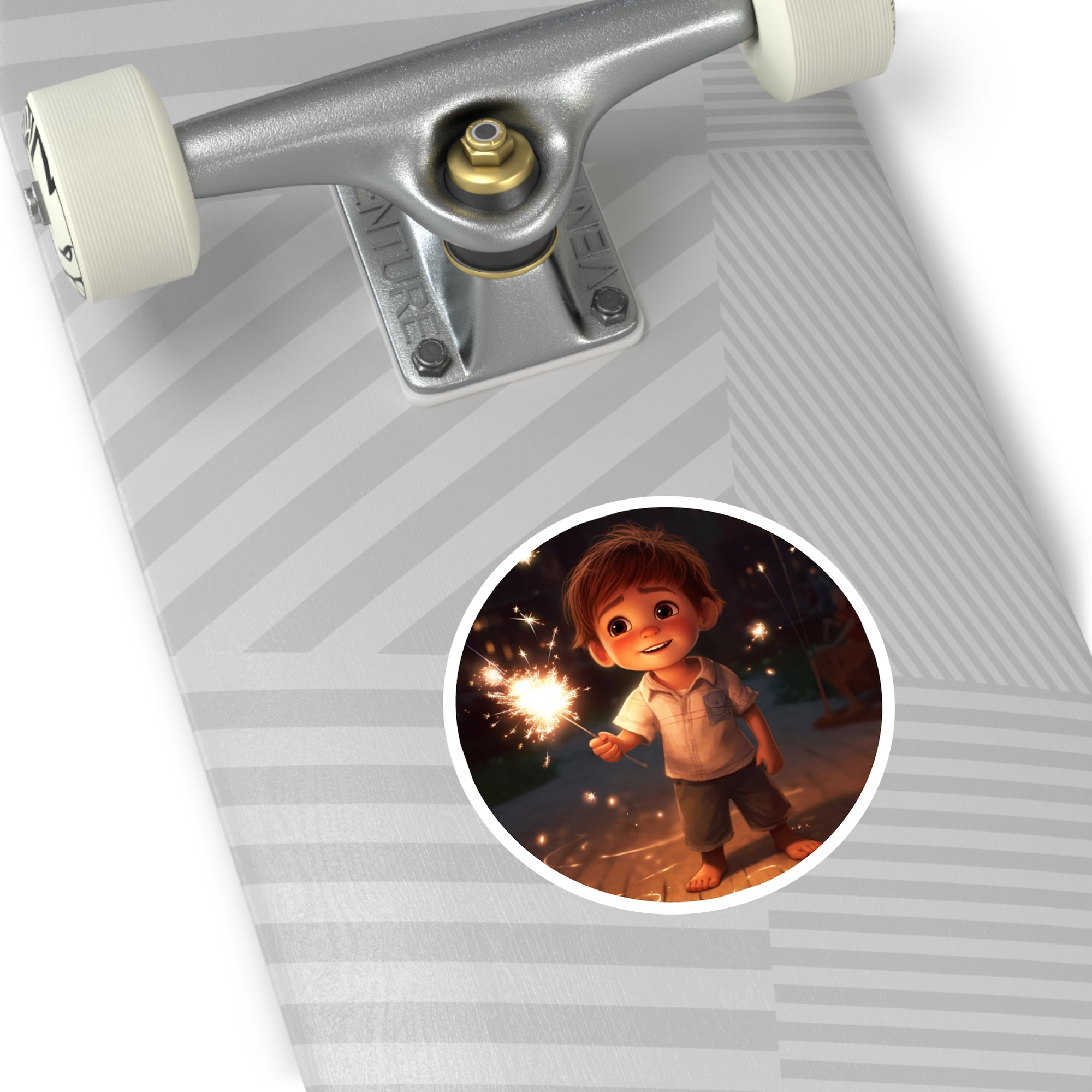 Kid With Sparkler, Cute Art Sticker, Celebration Decor, Fun Gift