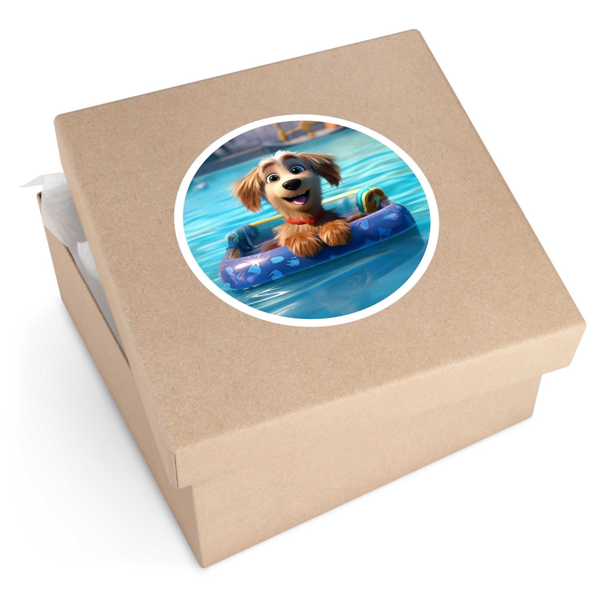Pool Puppy Sticker, Summer Dog Design, Pixar Fun Art