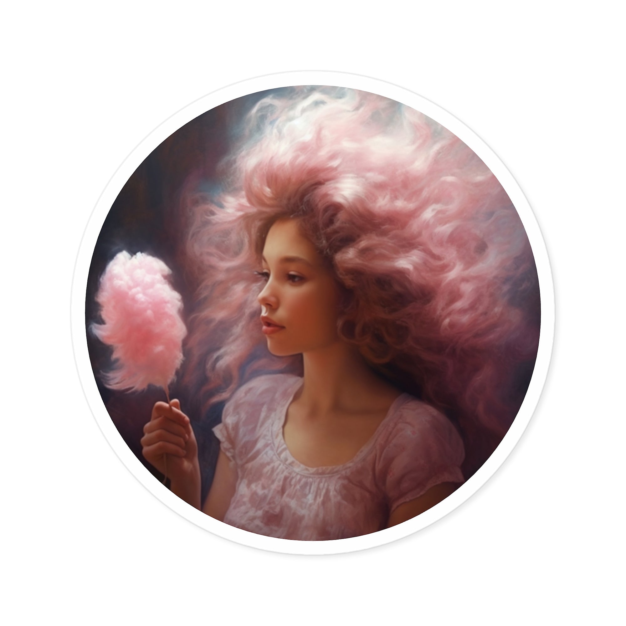 Cotton Candy Girl Sticker, Whimsical Art, Fantasy Portrait, Sweet Aesthetic