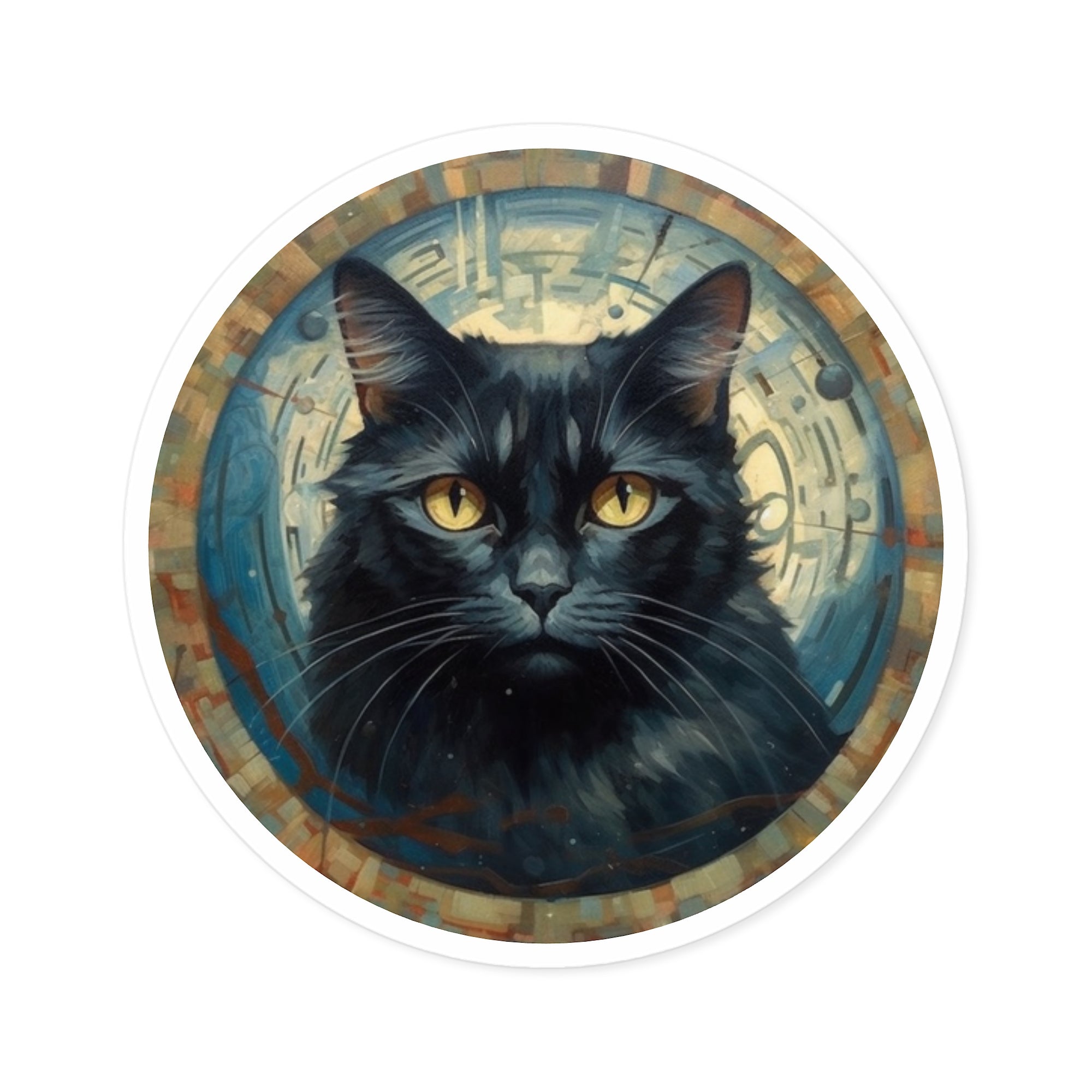 Mystic Cat, Celestial Sticker, Space Art, Tenebrist Design