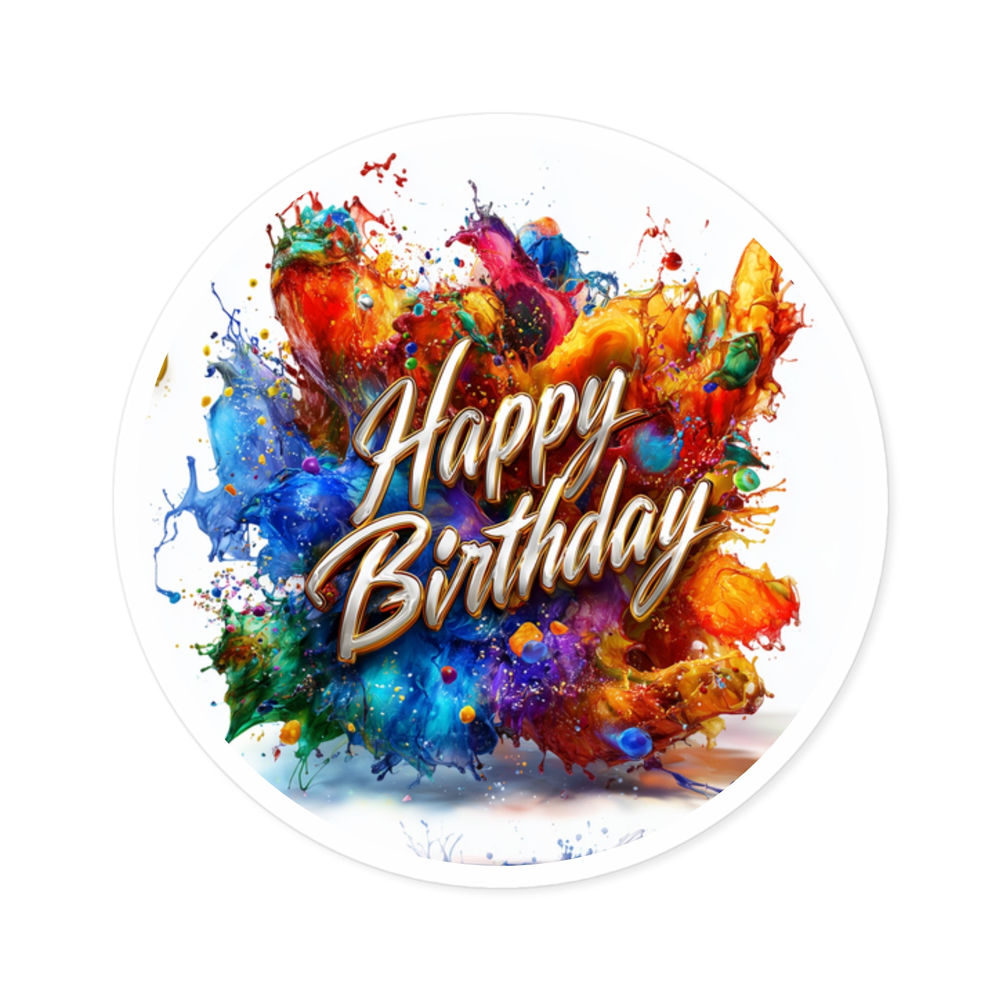 Color Splash Birthday Sticker, Vibrant Celebration Art, Colorful Design, Party Aesthetic