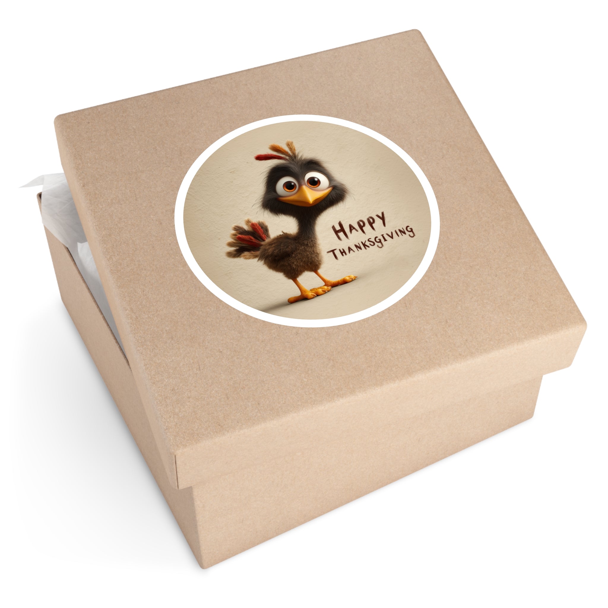 Happy Thanksgiving Sticker, Cute Turkey Cartoon, Funny Holiday Art, Autumn Gift