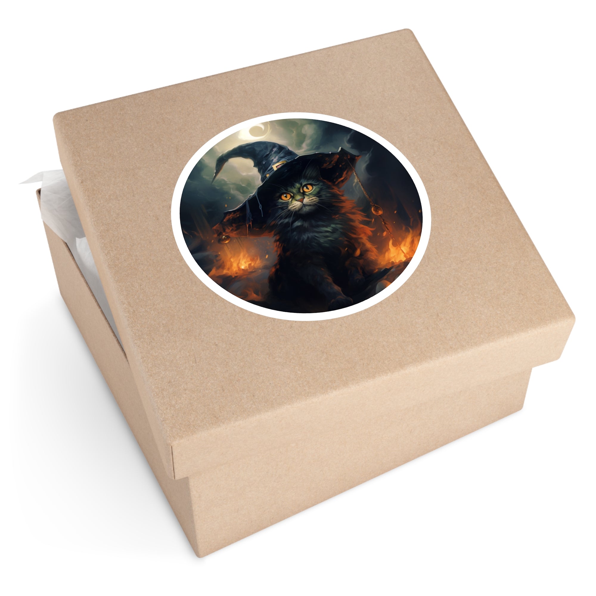 Spellbound Cat, Artistic Sticker, Fantasy Decor, Unique Gift