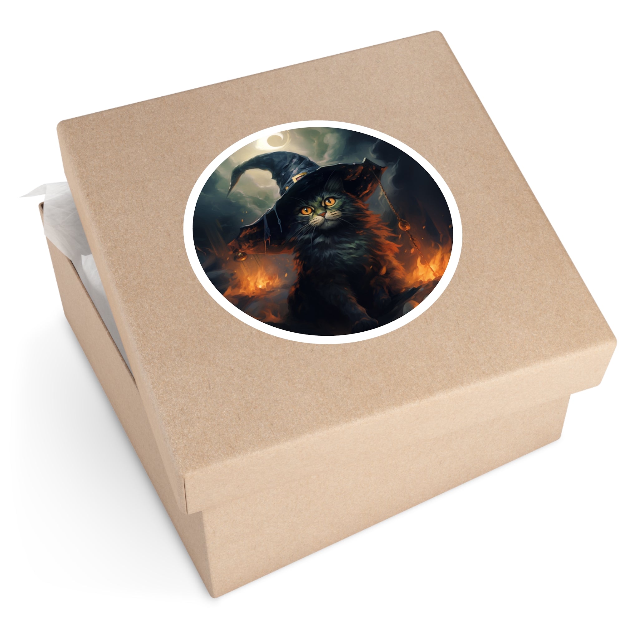 Spellbound Cat, Artistic Sticker, Fantasy Decor, Unique Gift
