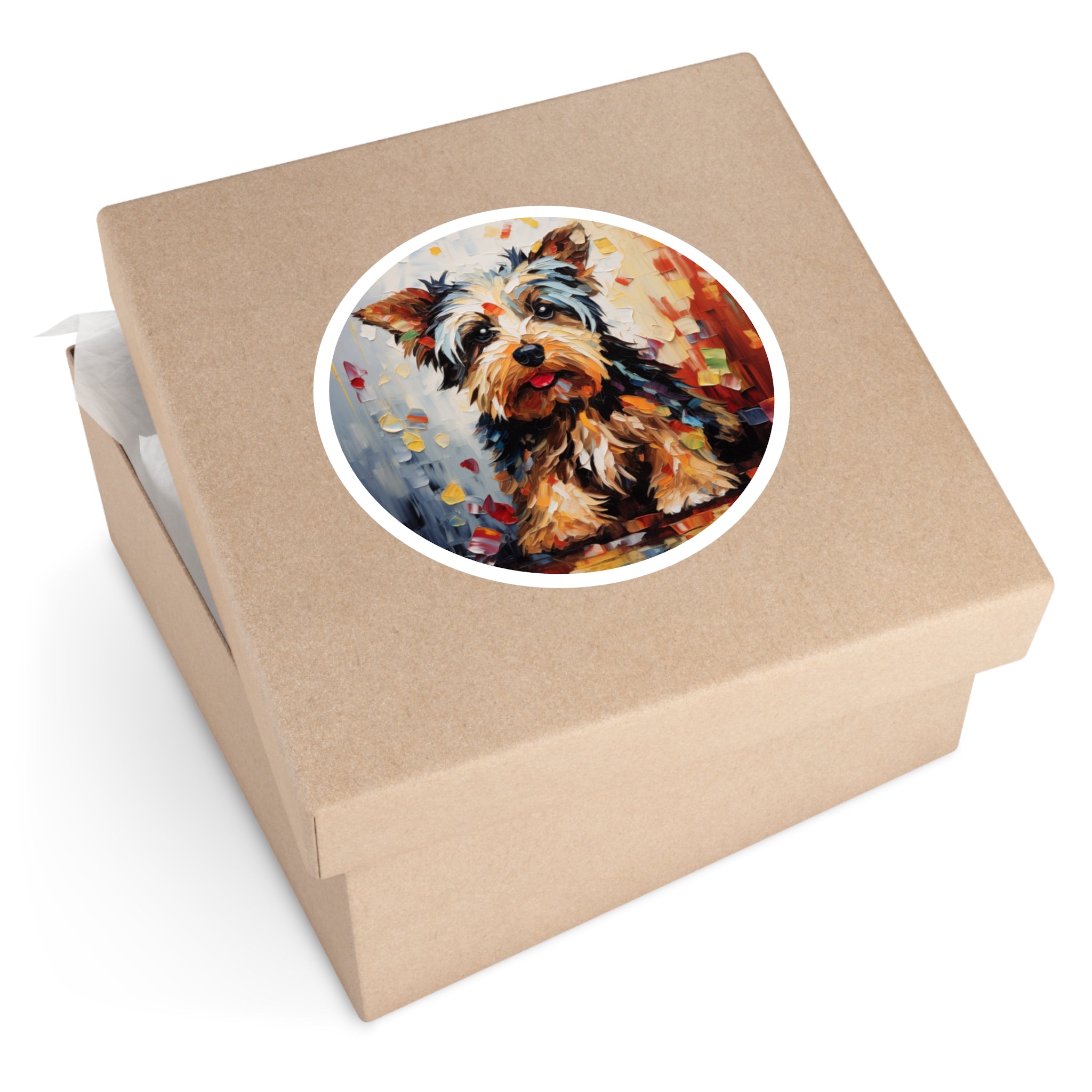 Impasto Yorkie Sticker, Textured Dog Art, Painterly Design, Vibrant Pet Aesthetic