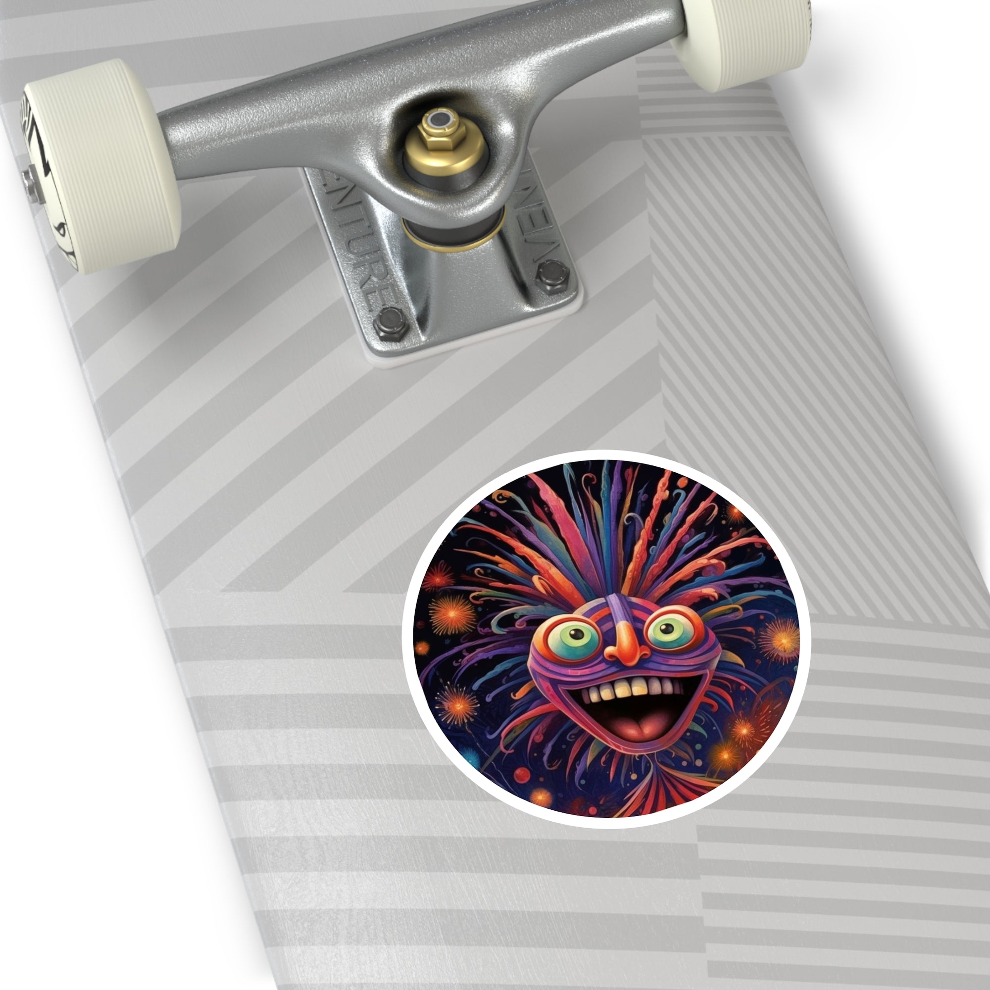 Happy Firework Face, Trippy Sticker, Laptop Decal, Fun Art Gift