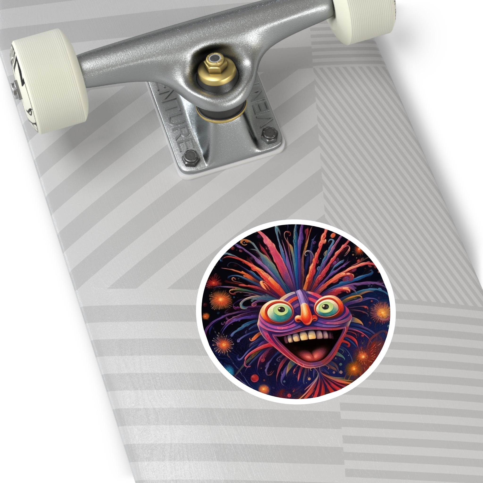 Happy Firework Face, Trippy Sticker, Laptop Decal, Fun Art Gift