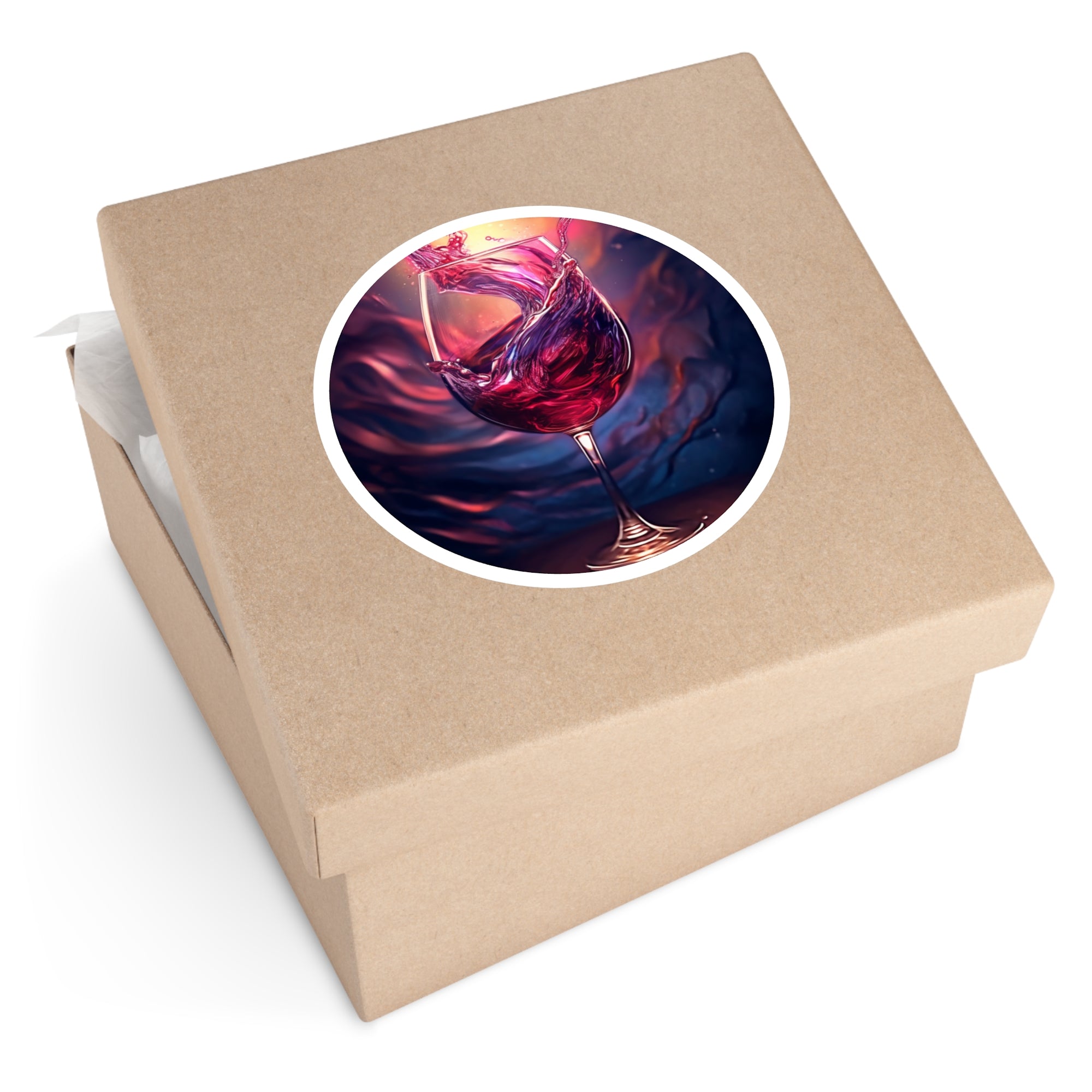 Red wine swirl, artistic drink Sticker, elegant bar theme, wine lovers