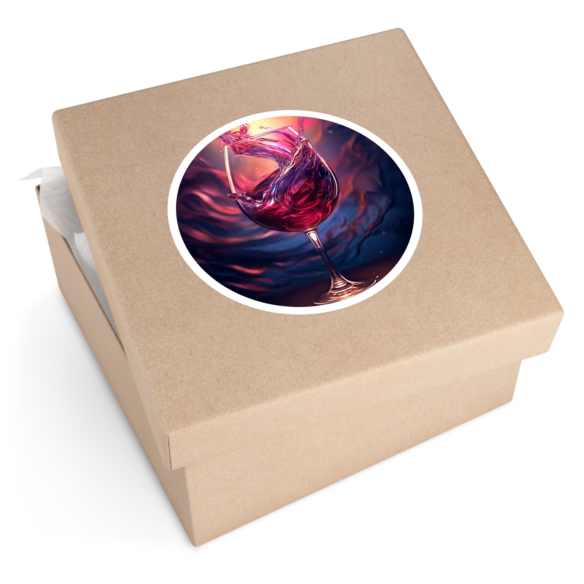 Red wine swirl, artistic drink Sticker, elegant bar theme, wine lovers