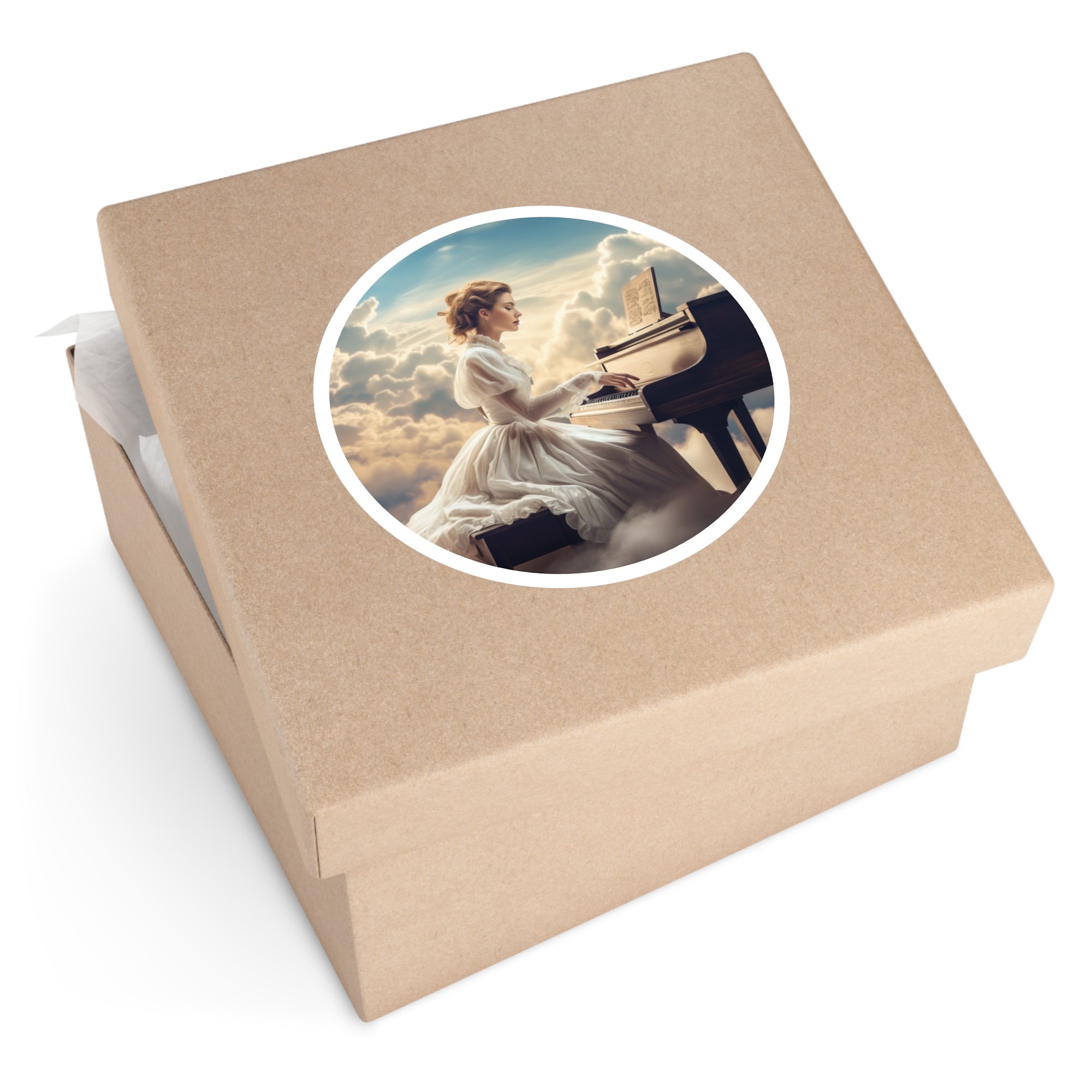 Piano in the Clouds, Dreamy Music Sticker, Elegant Art, Serene Scene