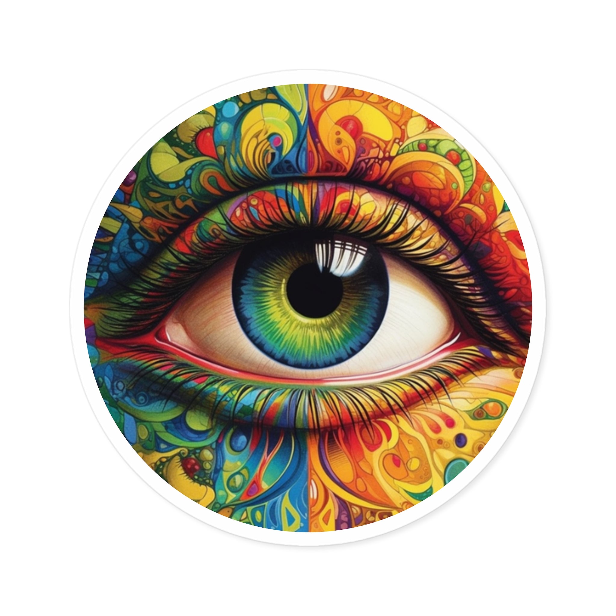 Rainbow Psychedelic Eye, Trippy Vision Sticker, Laptop Decal, Colorful Art Gift