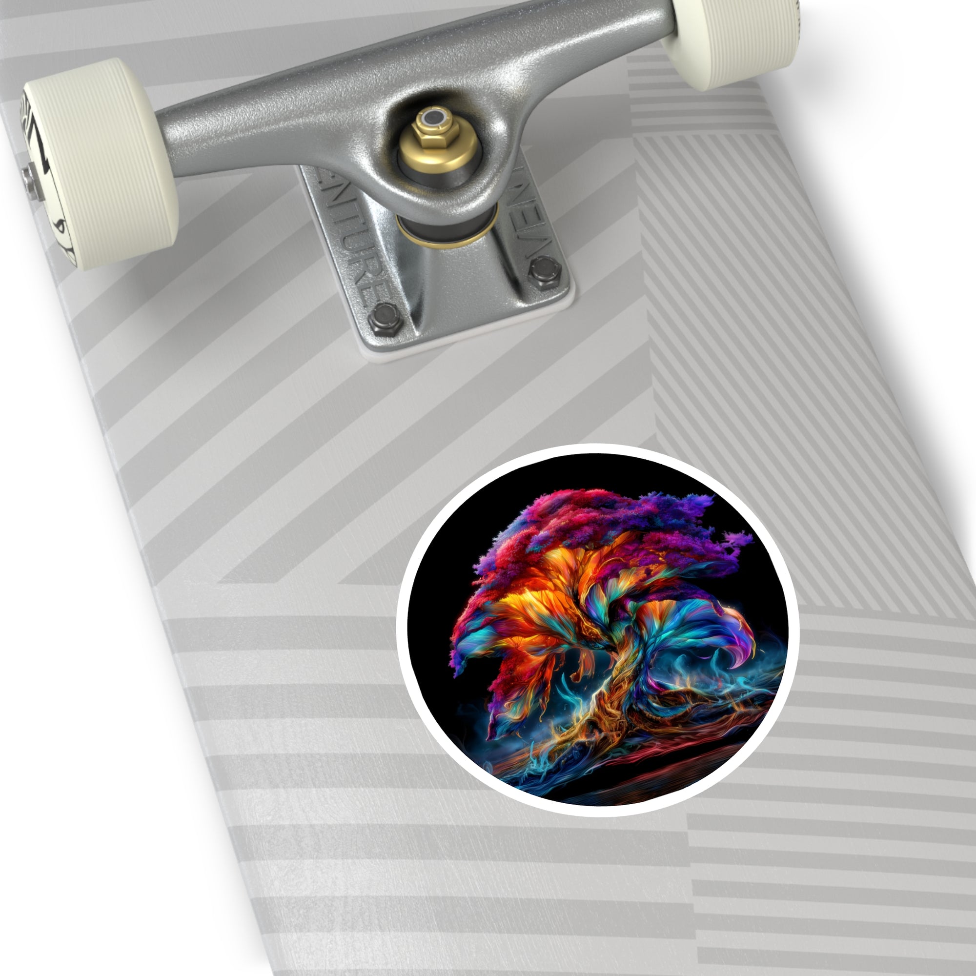 Rainbow Tree Sticker, Vibrant Nature Art, Color Explosion Design, Fantasy Gift