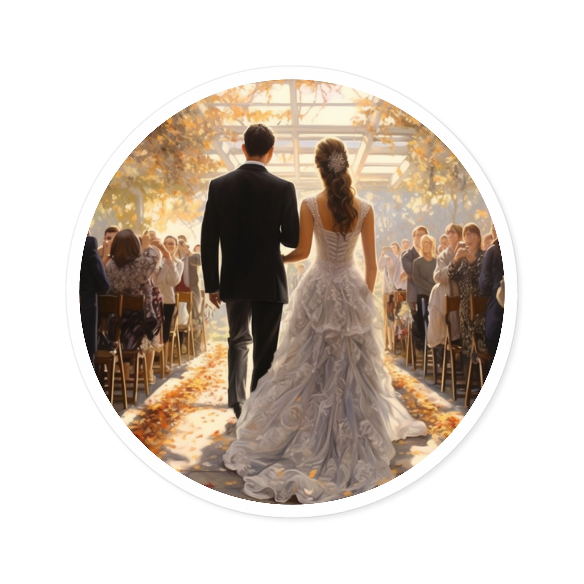 Wedding Aisle Sticker, Bride and Groom Art, Romantic Scene, Elegant Gift