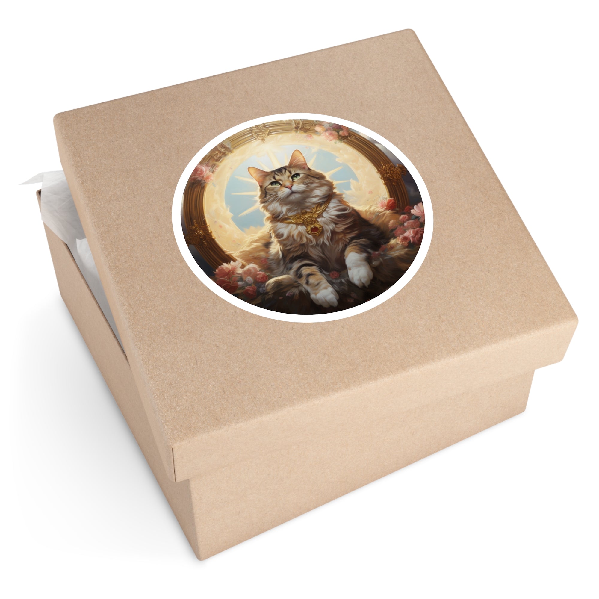 Celestial Cat, Soft Art Sticker, Journal Decor, Peaceful Gift