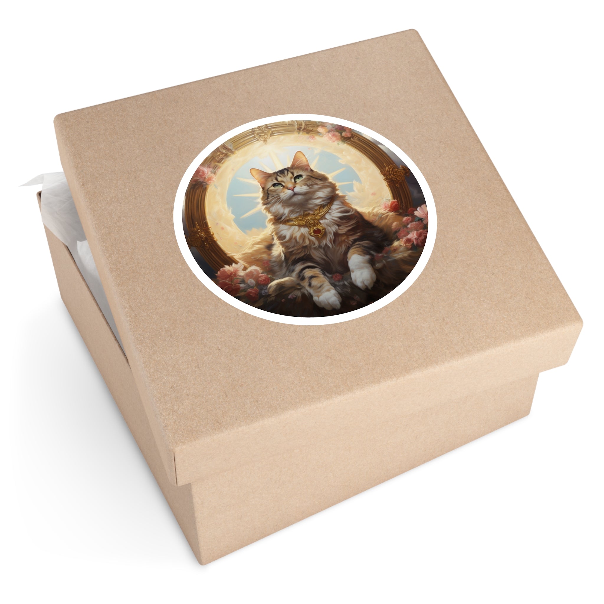 Celestial Cat, Soft Art Sticker, Journal Decor, Peaceful Gift