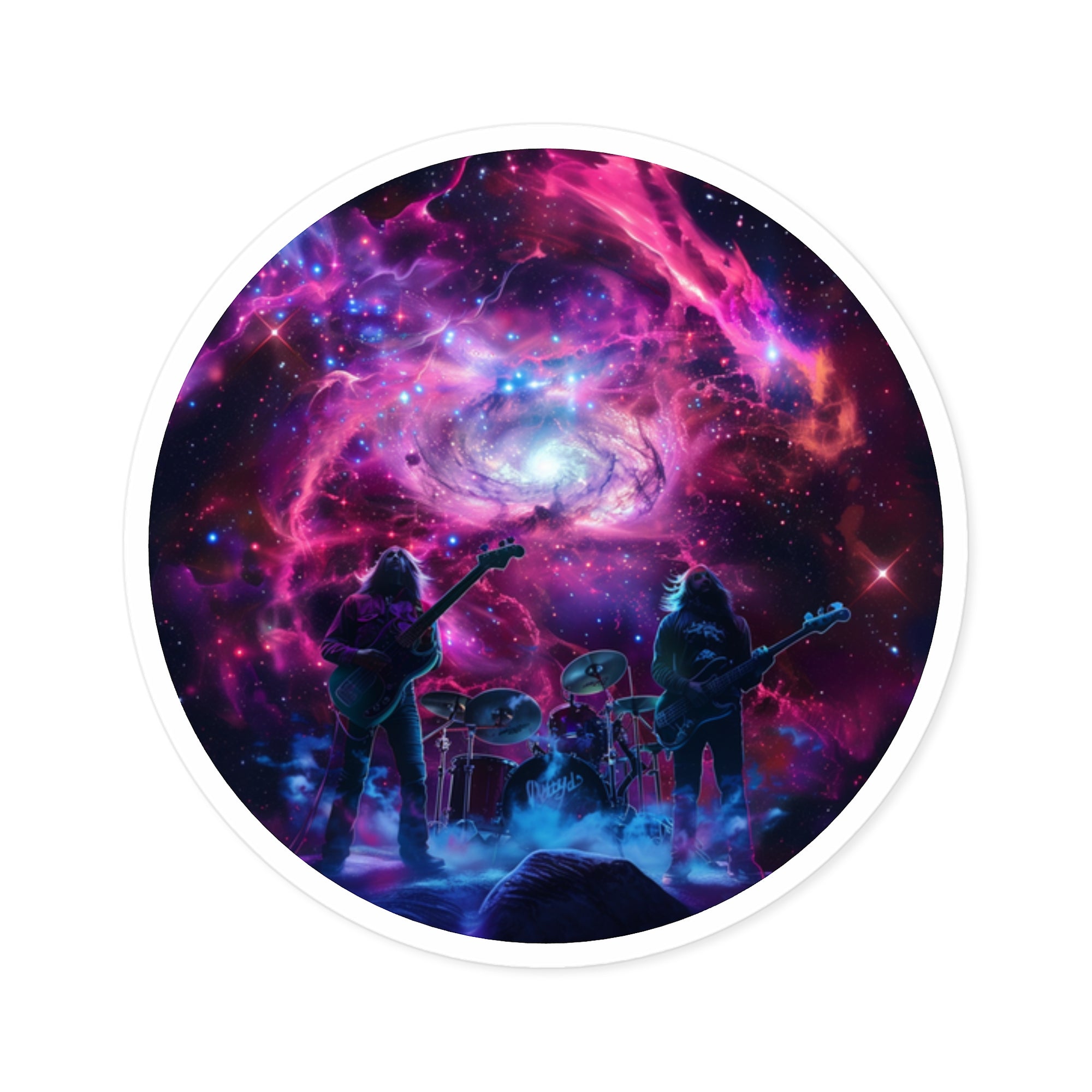 Cosmic Band, Psychedelic Music Sticker, Galaxy Art, Space Lovers Gift