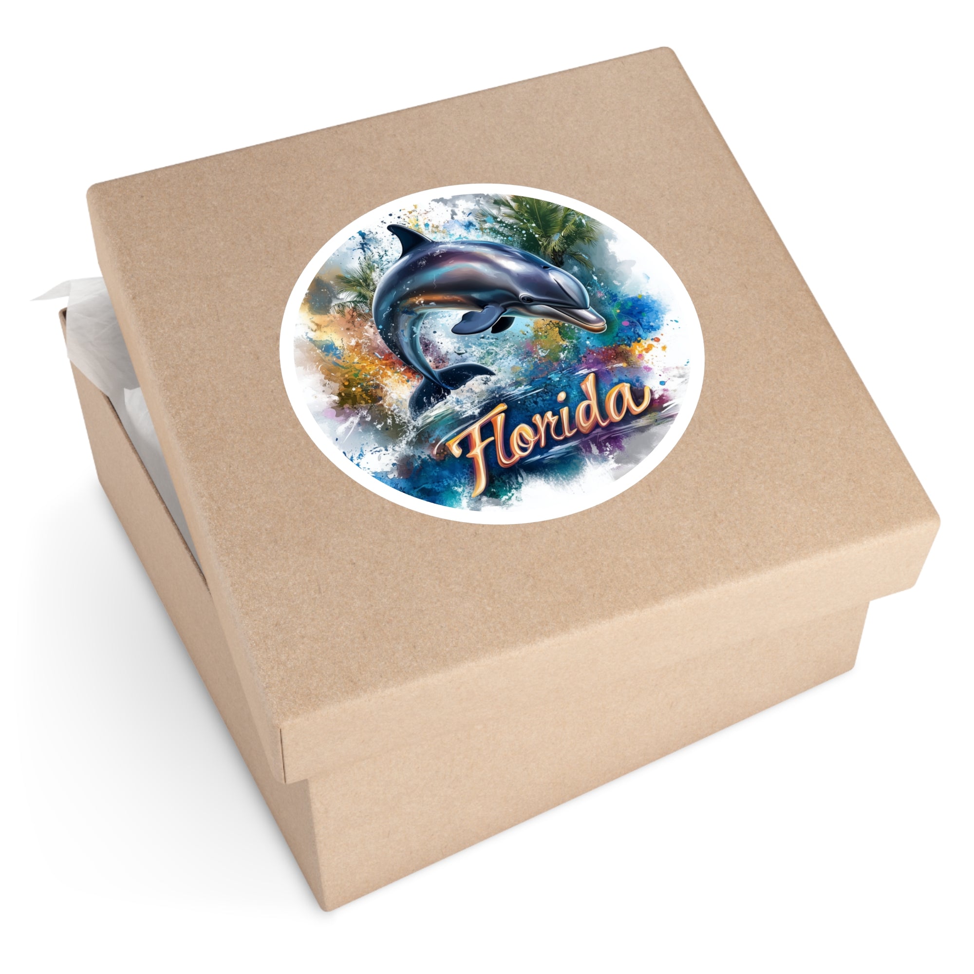 Florida Dolphin, Ocean Wave Sticker, Laptop or Water Bottle, State Pride