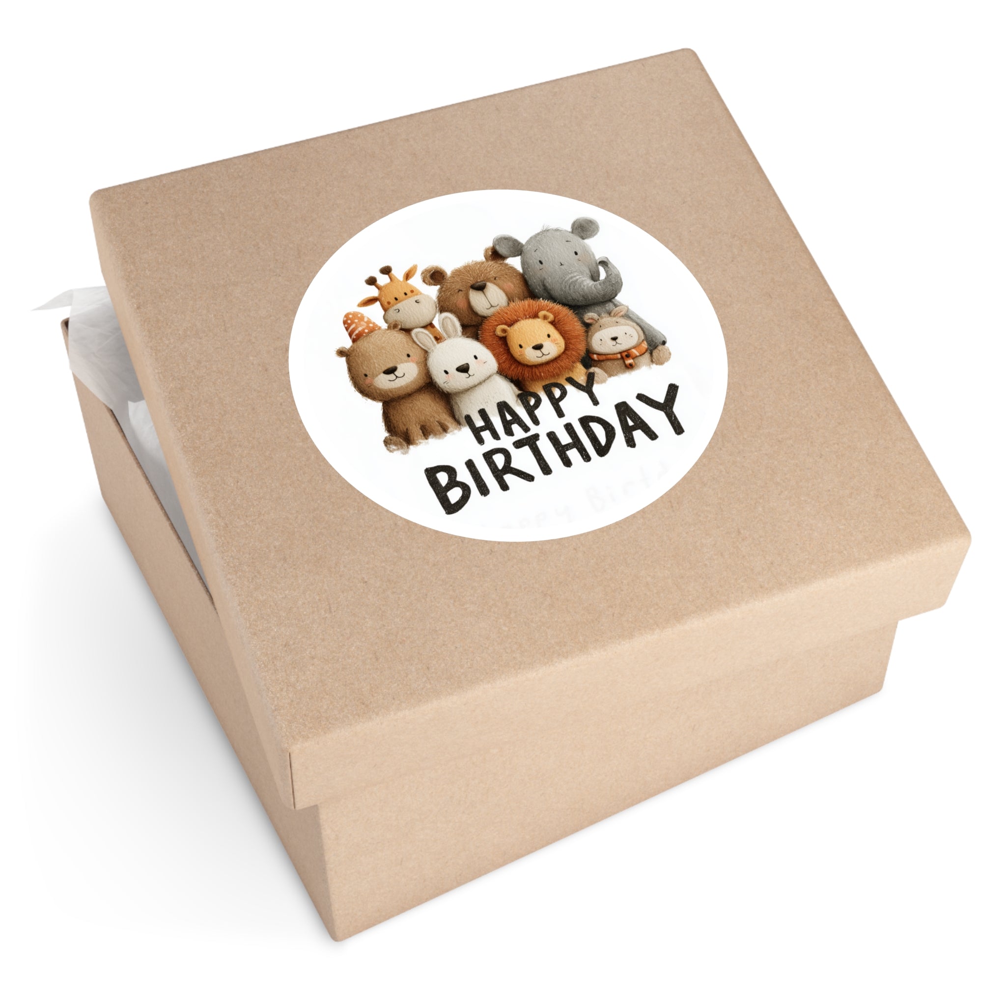 Happy Birthday Friends Sticker, Animal Party Art, Cute Celebration Design, Playful Aesthetic