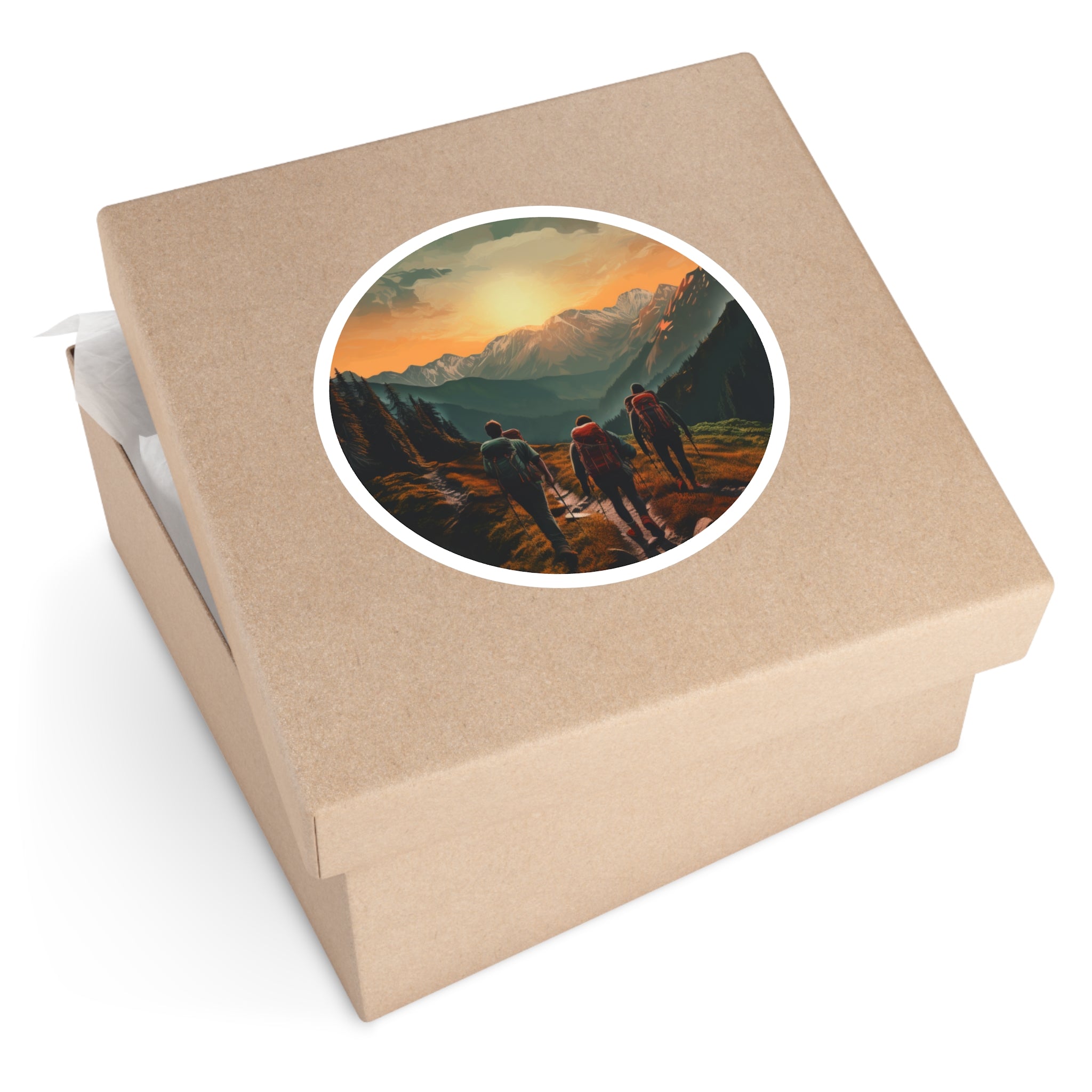 Mountain Hike Sticker, Adventure Art, Sunset Trail Design, Outdoor Gift