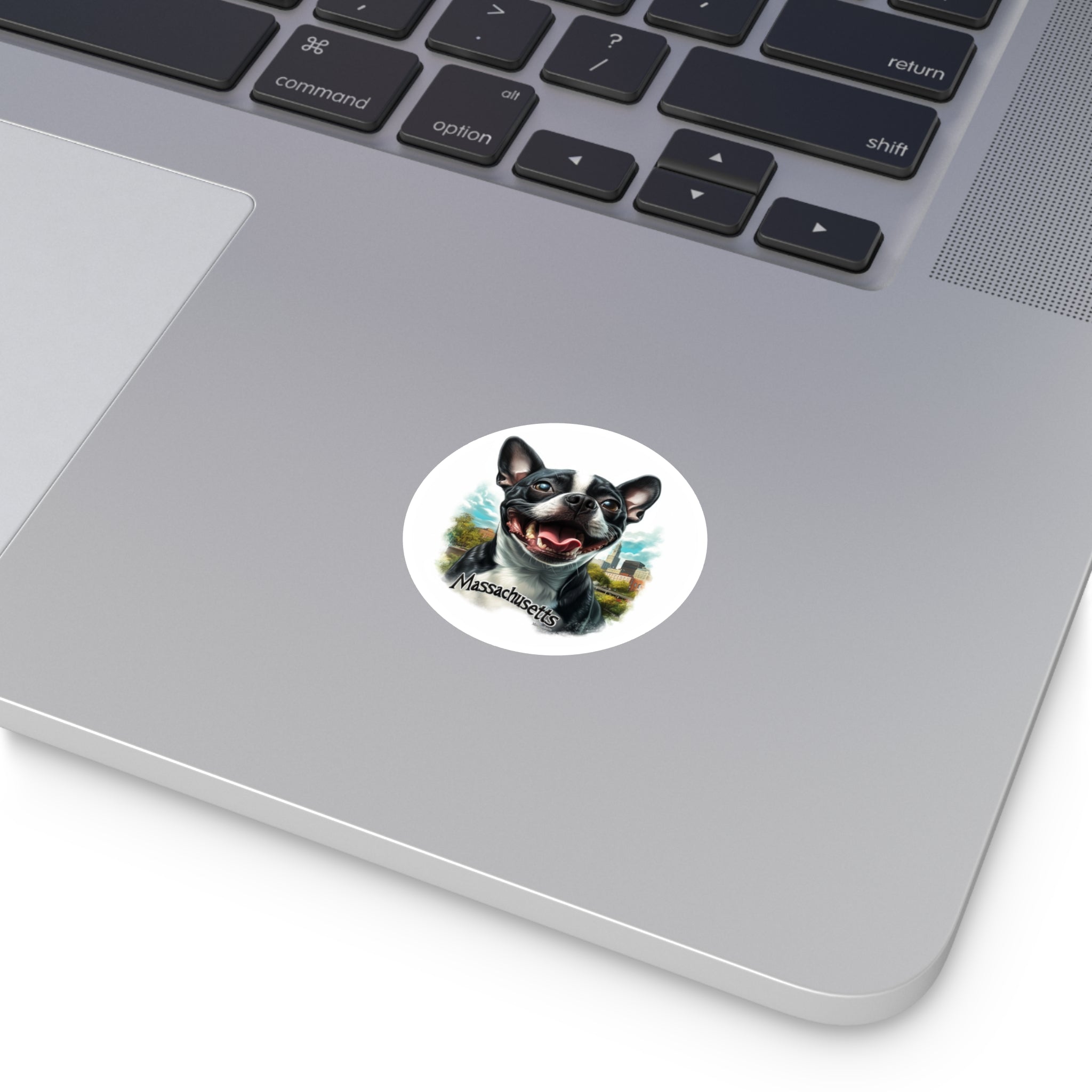 Massachusetts Boston Terrier, Skyline Sticker, State Pride Art, Dog Lover Gift