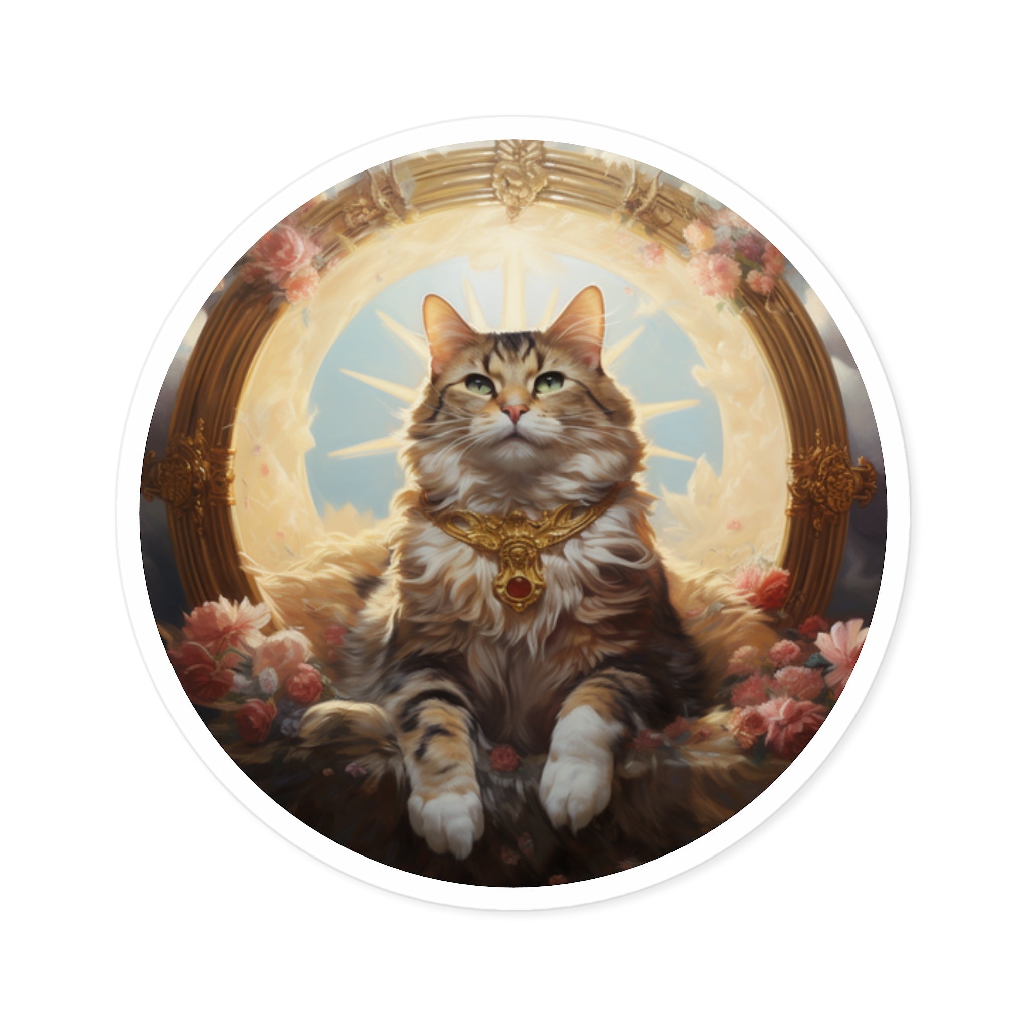 Celestial Cat, Soft Art Sticker, Journal Decor, Peaceful Gift