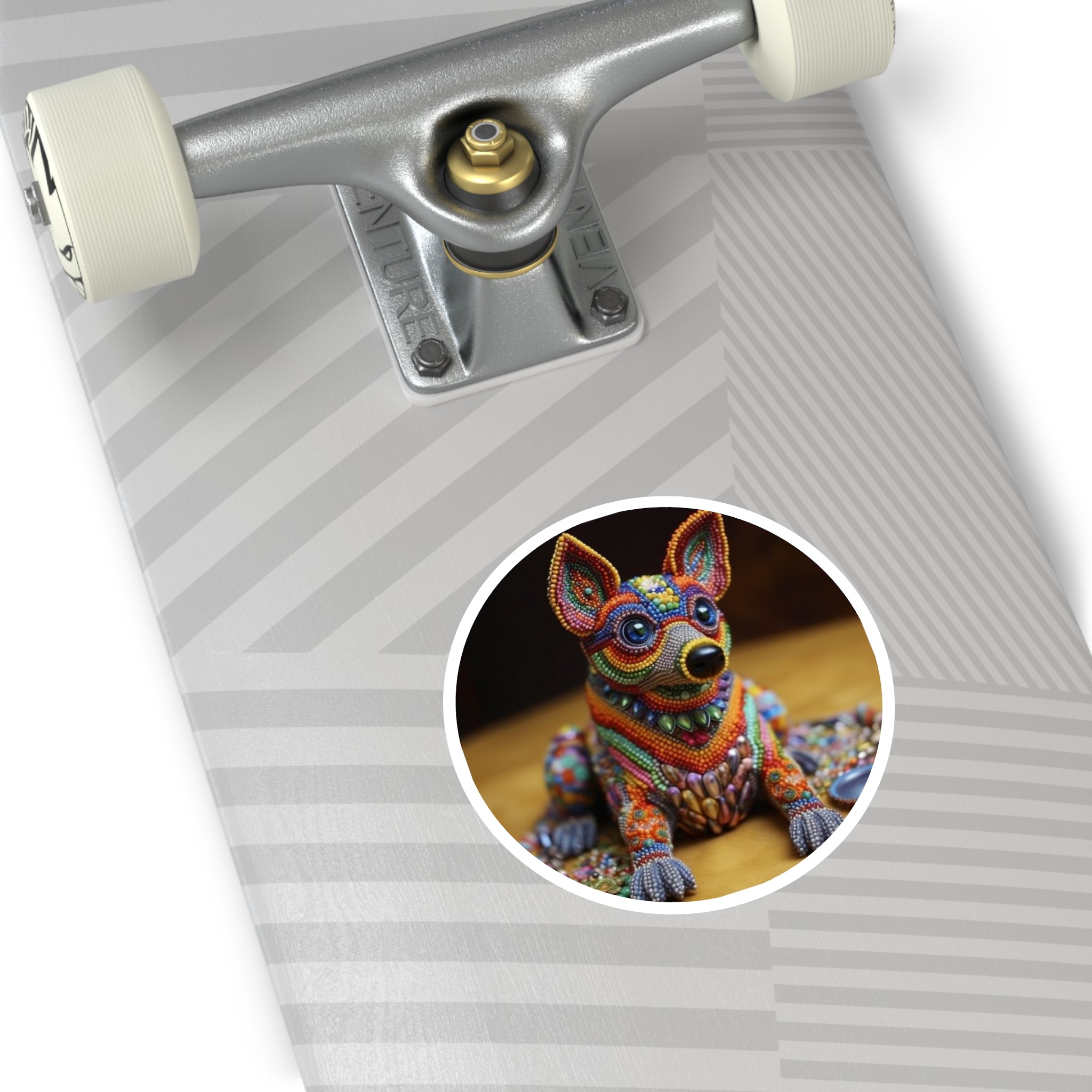 Beaded Chihuahua Sticker, Colorful Craft Dog Design, Mosaic Pet Art