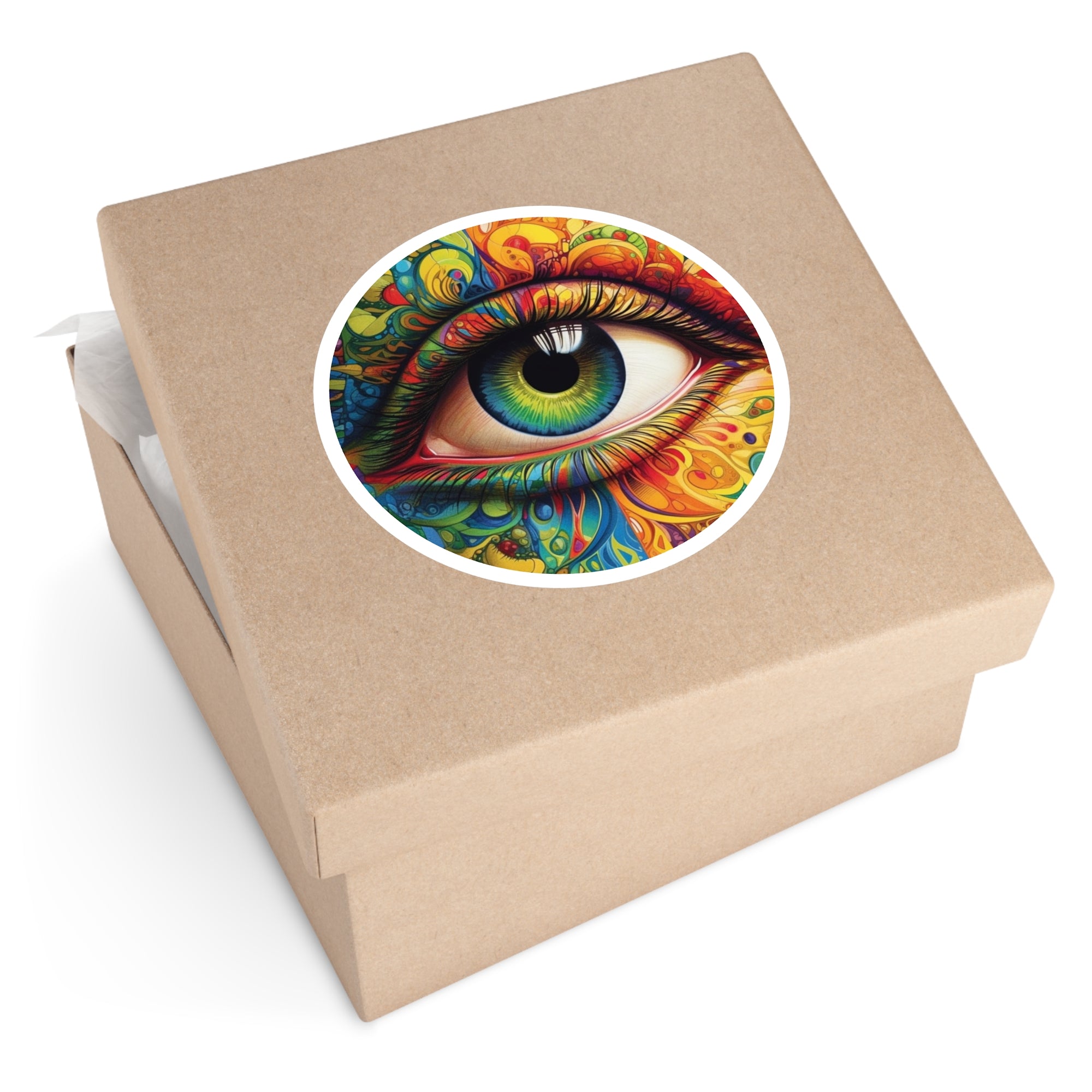 Rainbow Psychedelic Eye, Trippy Vision Sticker, Laptop Decal, Colorful Art Gift