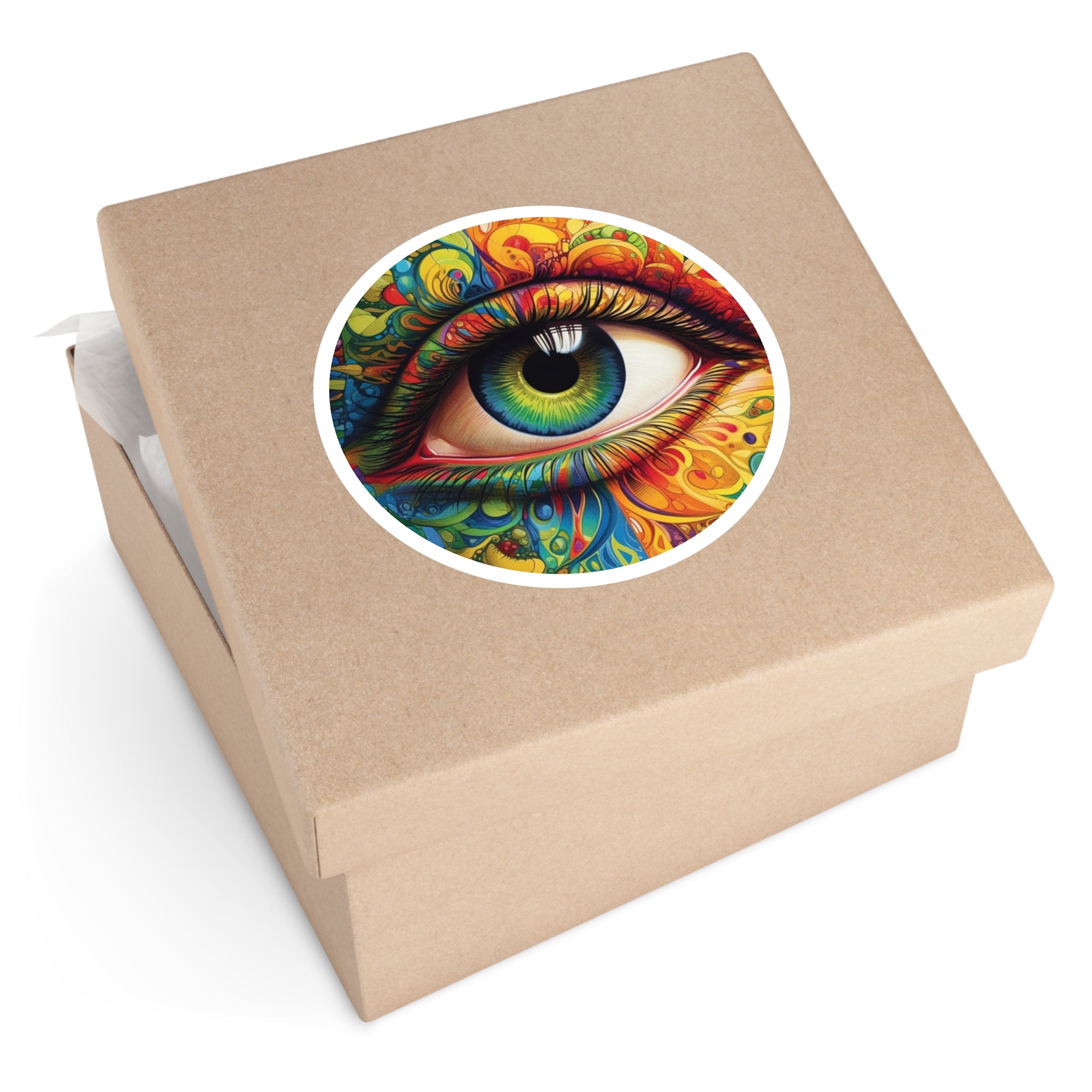 Rainbow Psychedelic Eye, Trippy Vision Sticker, Laptop Decal, Colorful Art Gift