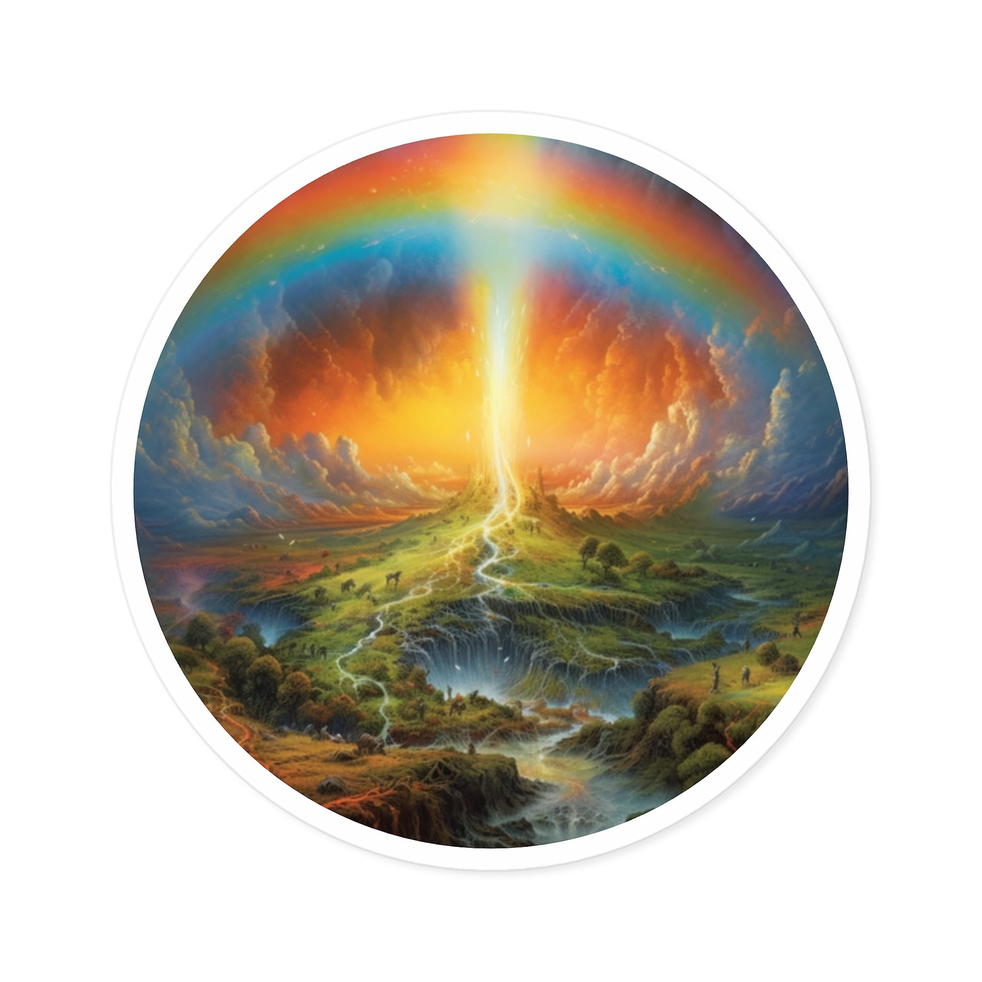 rainbow landscape sticker, fantasy sky art, laptop decor, inspirational gift
