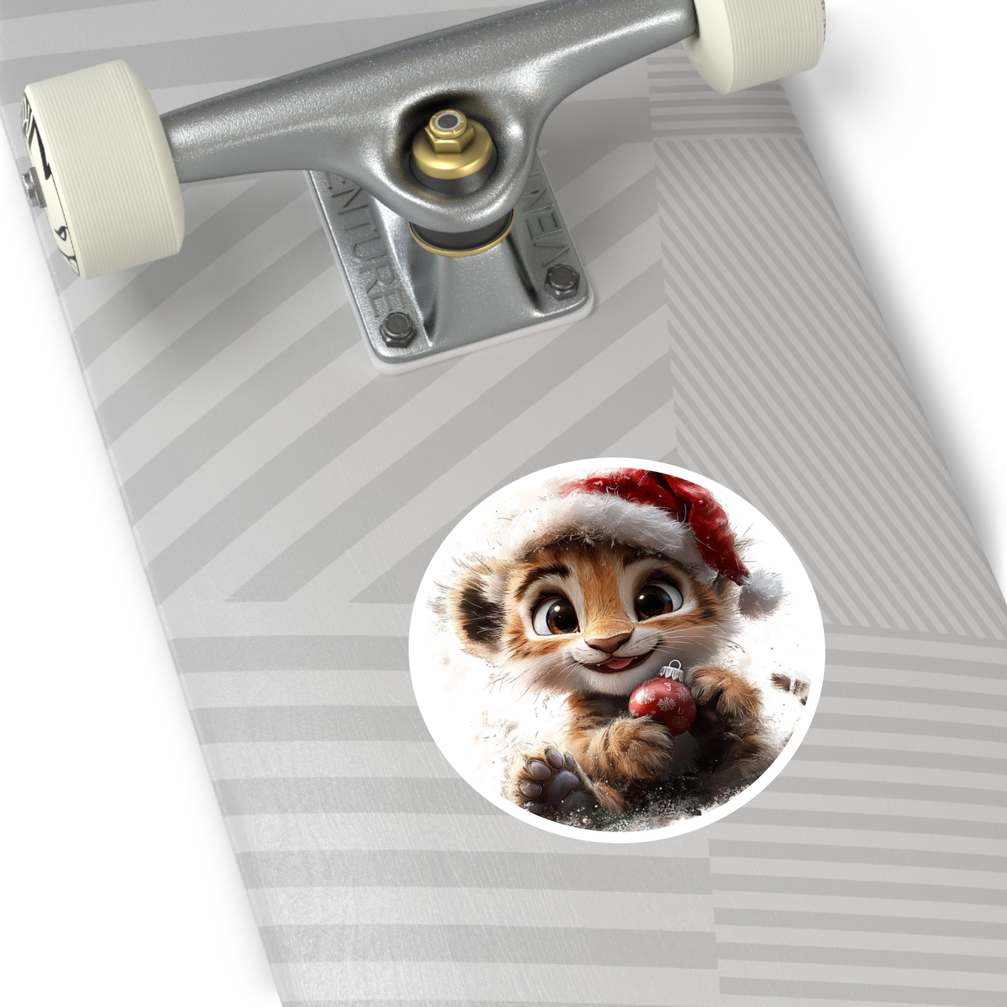 Baby Lion Christmas Sticker, Festive Animal Art, Cute Holiday Design, Cheerful Gift