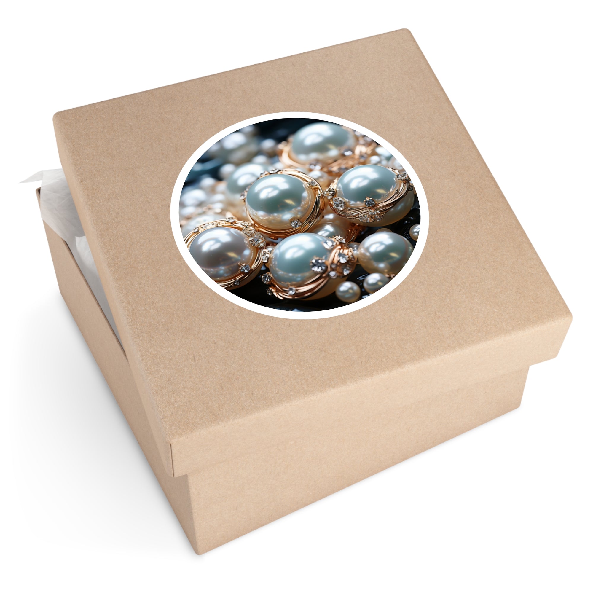 Pearl Elegance, White Gemstone Sticker, Classic Art, Luxury Design