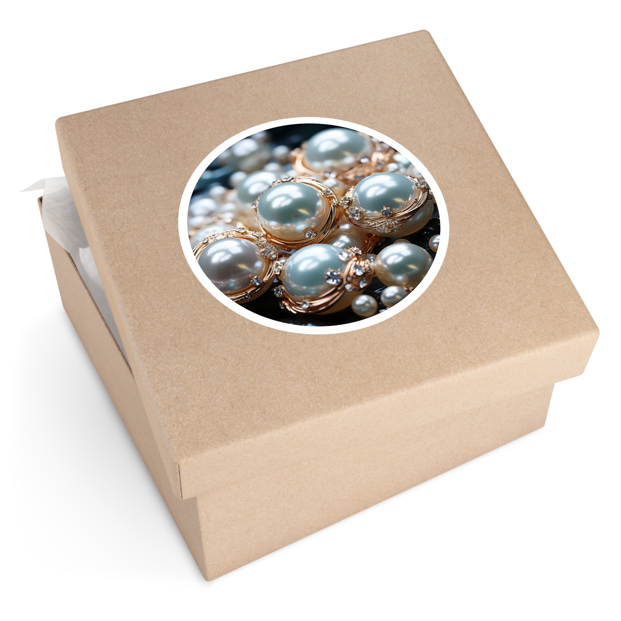 Pearl Elegance, White Gemstone Sticker, Classic Art, Luxury Design