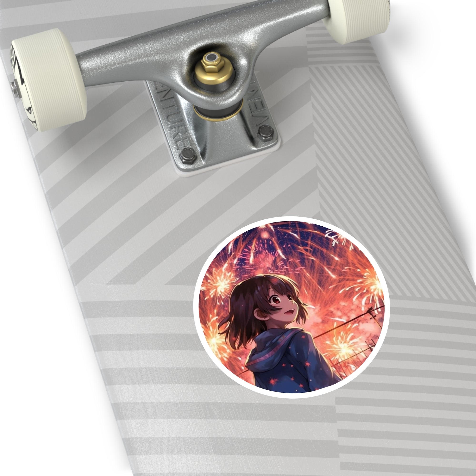 Anime Fireworks Sticker, Night Sky Art, Festival Design, Whimsical Gift