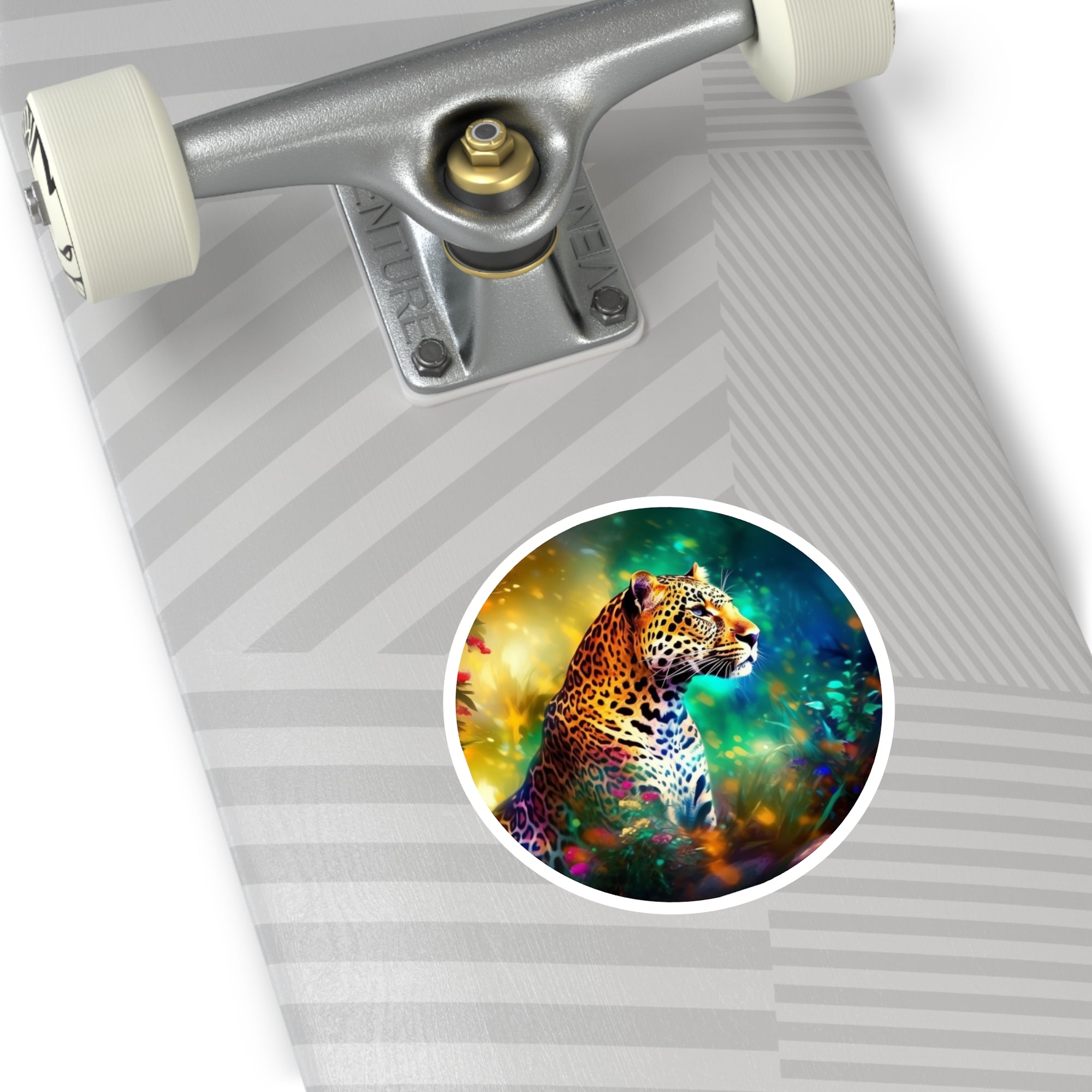 leopard nature sticker, vibrant wildlife art, laptop decor, animal lover gift