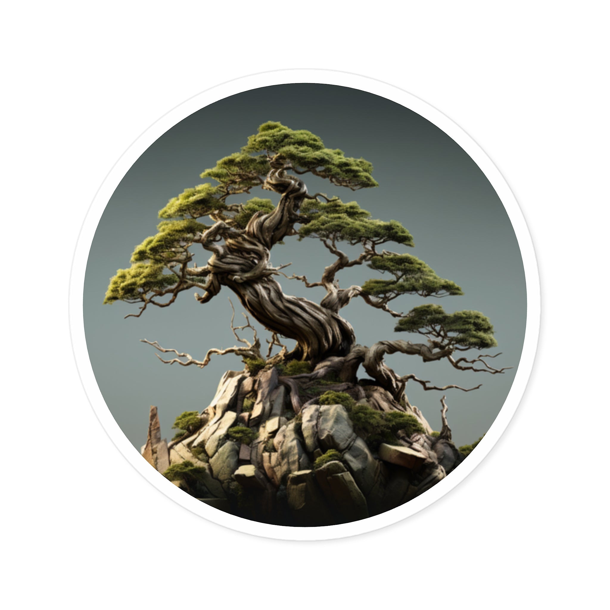 Bonsai Tree, Zen Nature Sticker, Minimalist Art, Meditation Decor
