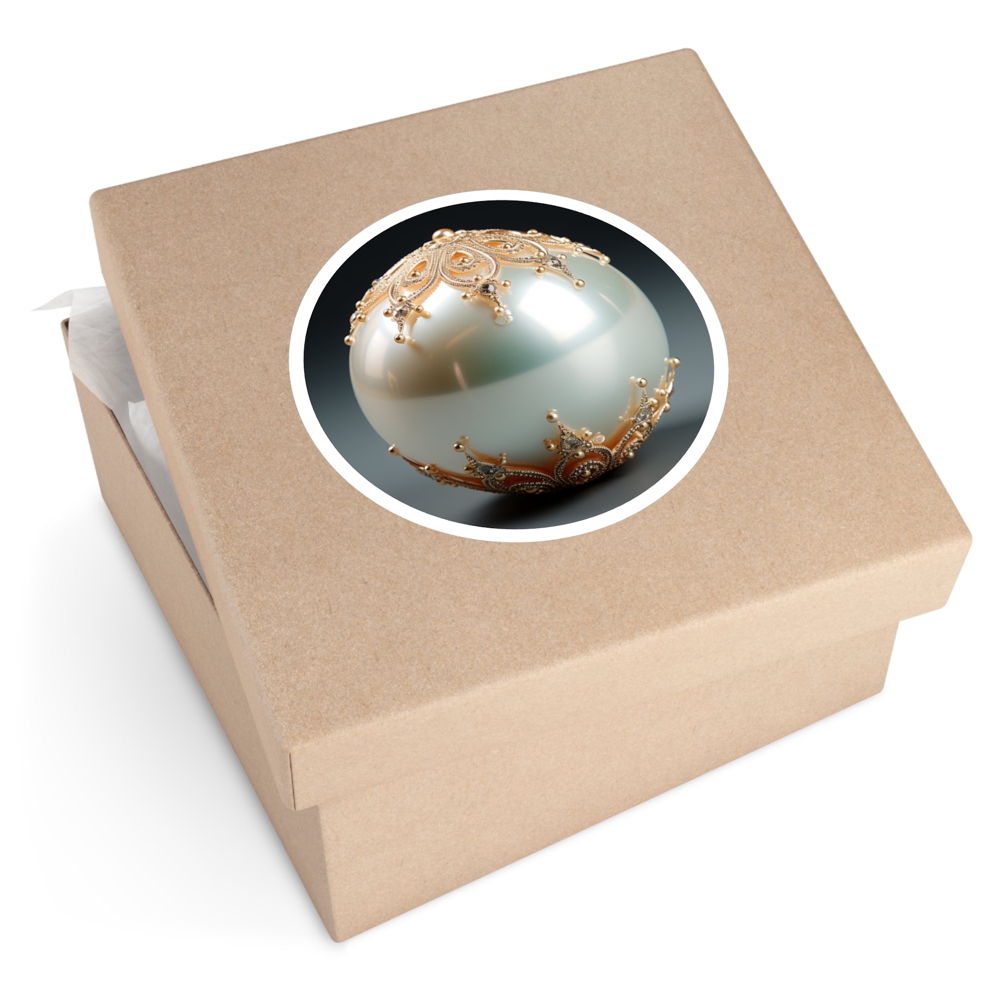 White Pearl, Ornate Jewel Sticker, Elegant Design, Luxury Aesthetic